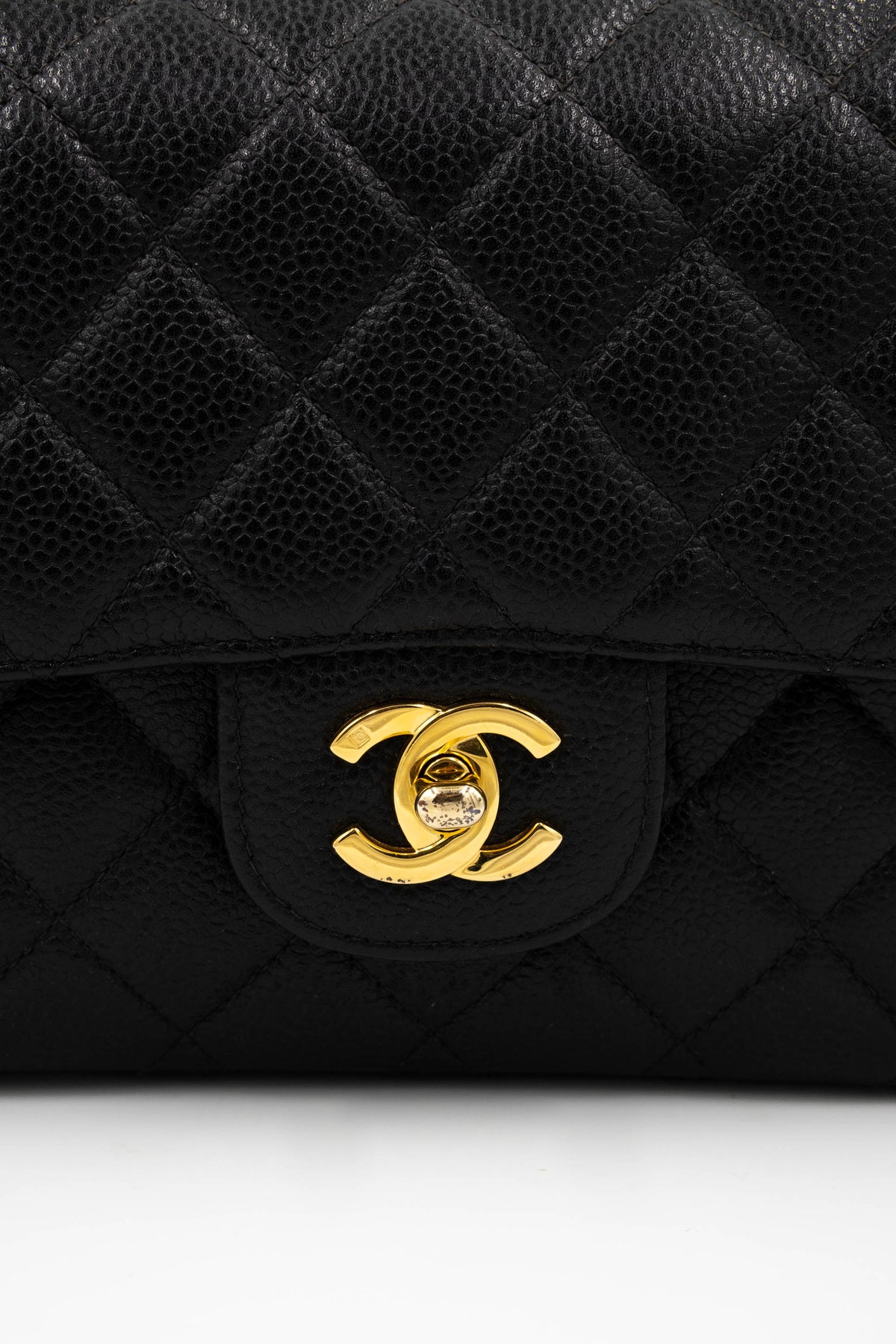 Chanel Vintage Black Caviar Double Flap Purse 1997-8 Size Small