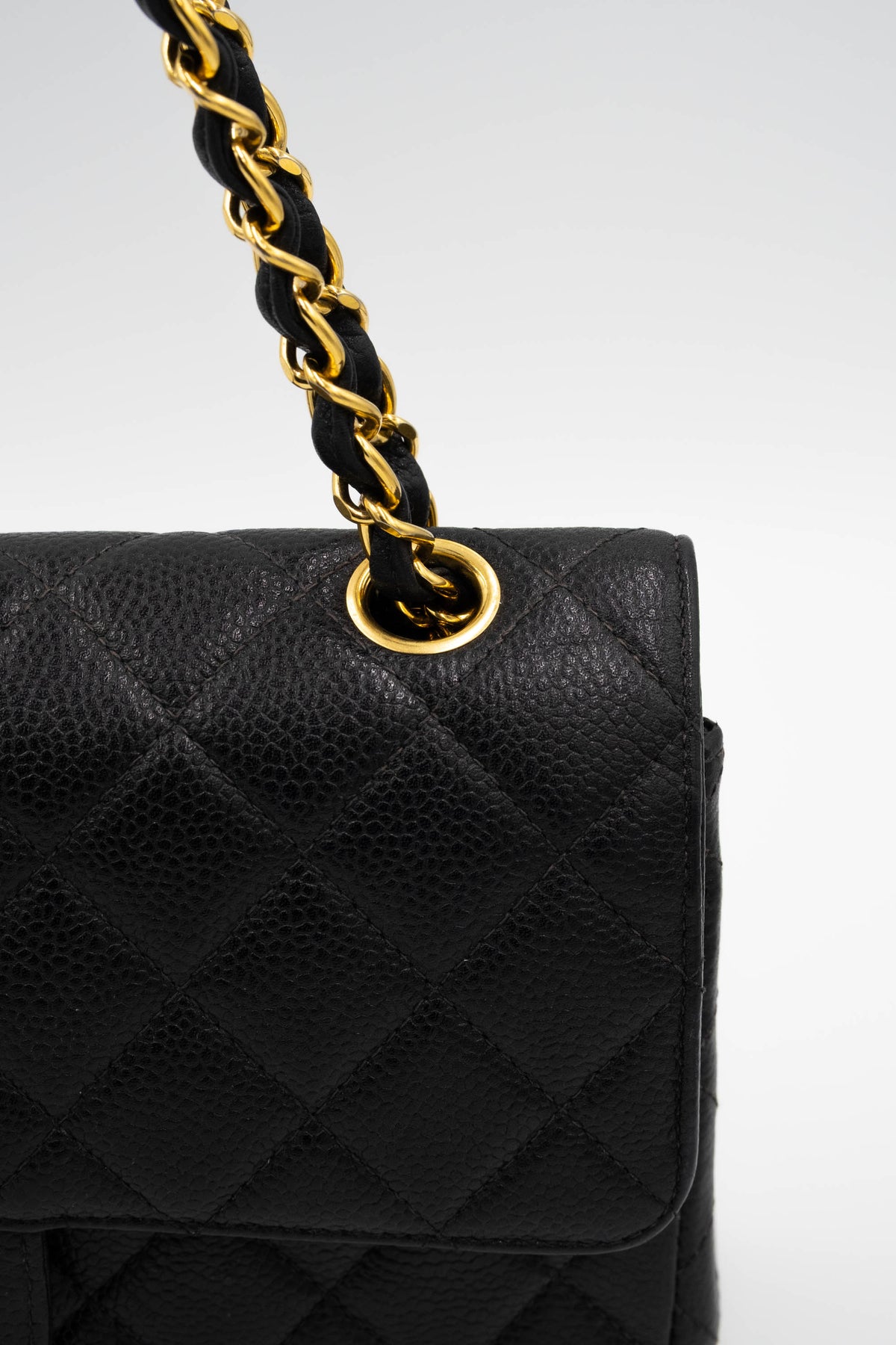 Chanel Vintage Black Caviar Double Flap Purse 1997-8 Size Small