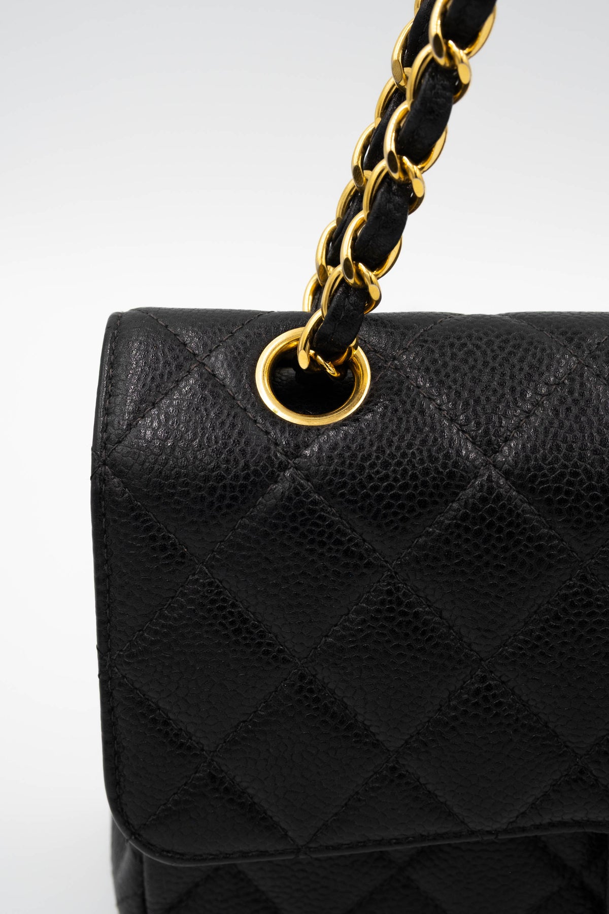 Chanel Vintage Black Caviar Double Flap Purse 1997-8 Size Small