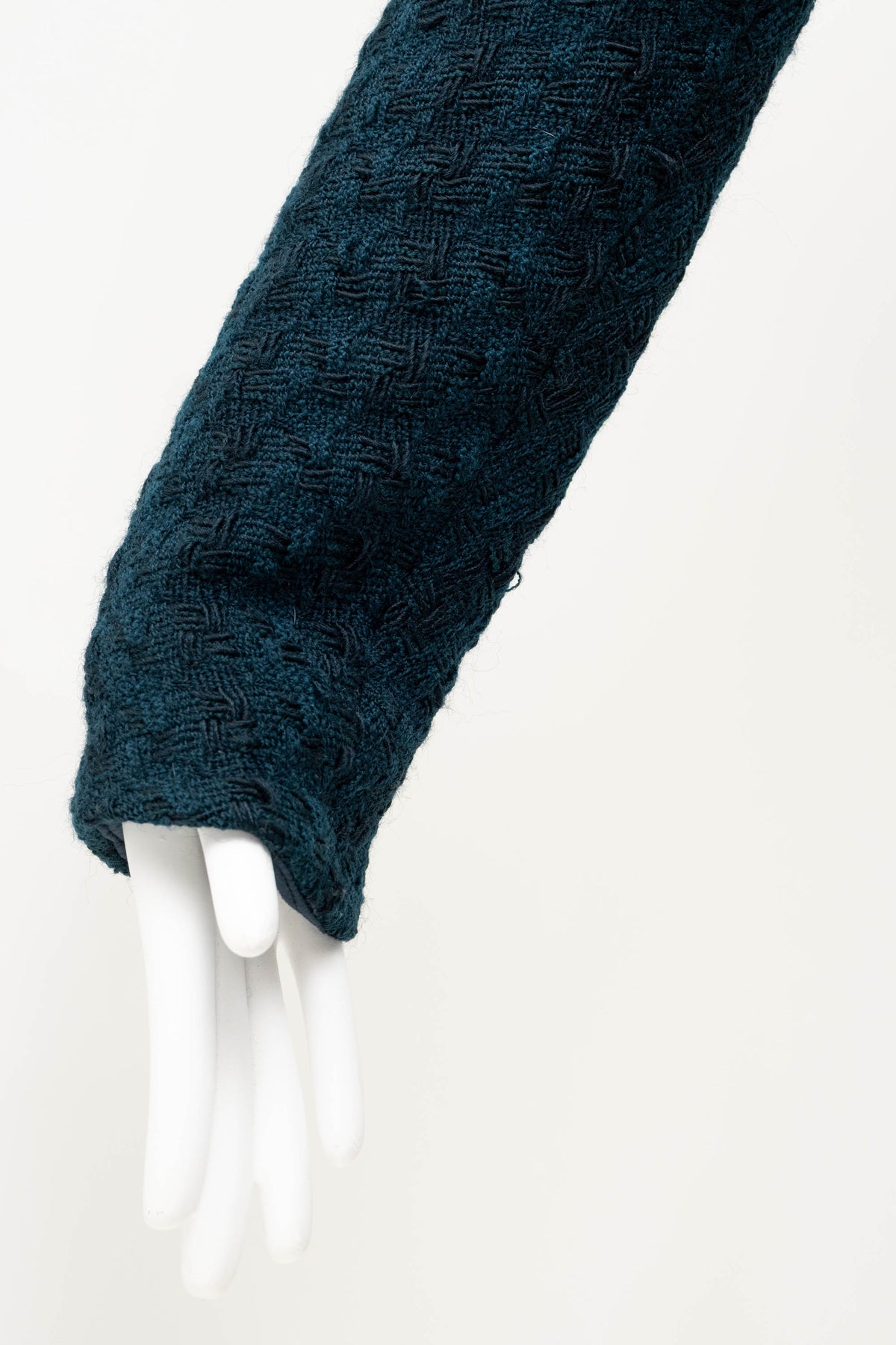 Chanel Teal Green Boucle Zip Jacket Pleated Skirt Suit Size 38