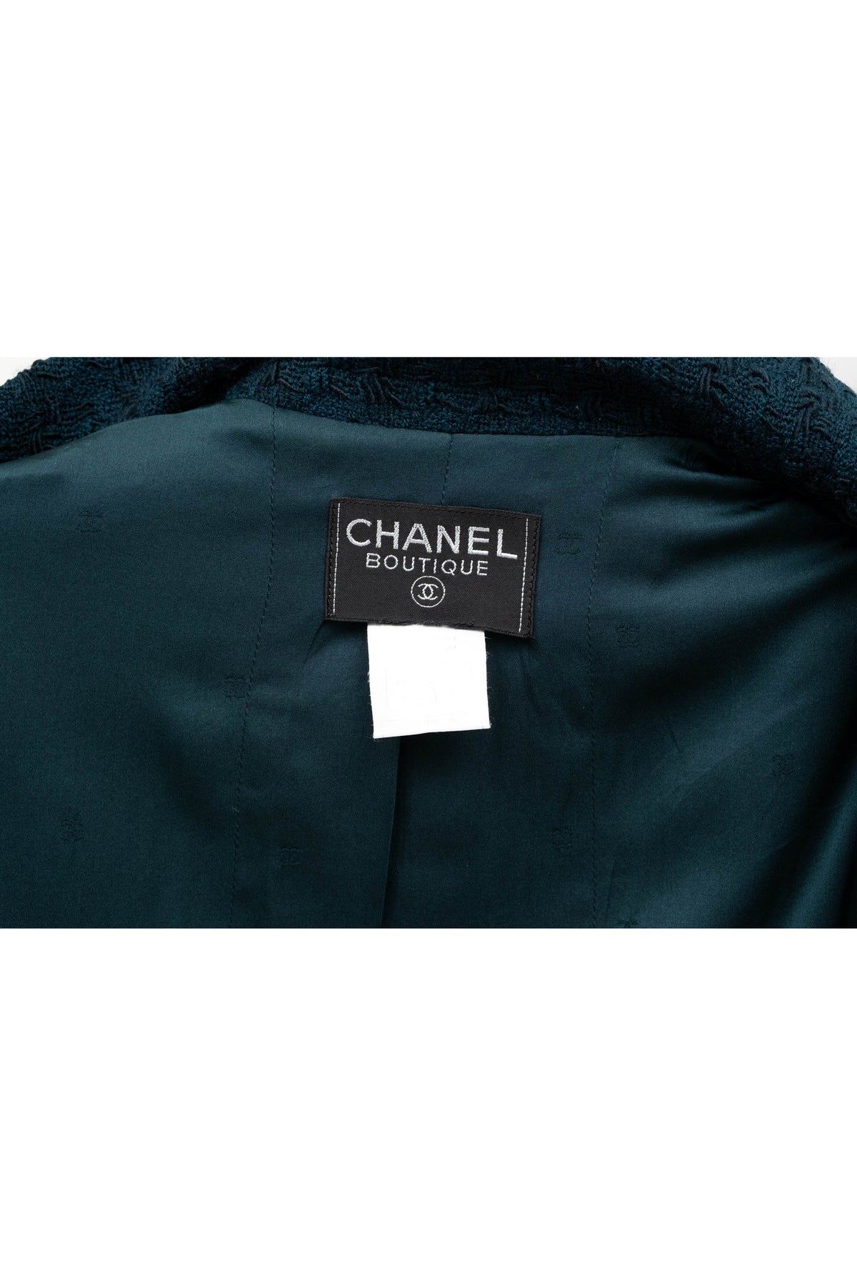Chanel Teal Green Boucle Zip Jacket Pleated Skirt Suit Size 38