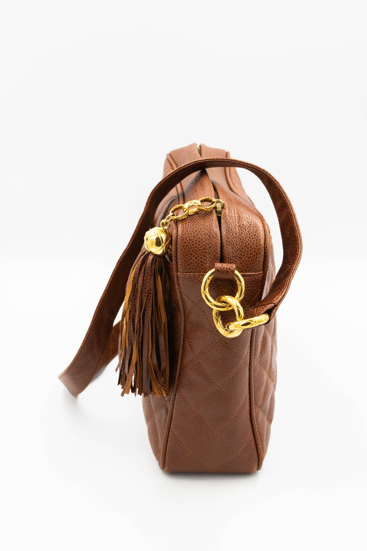 Chanel Caramel Caviar Leather Camera Bag Gold Plated Hardware 1991-4