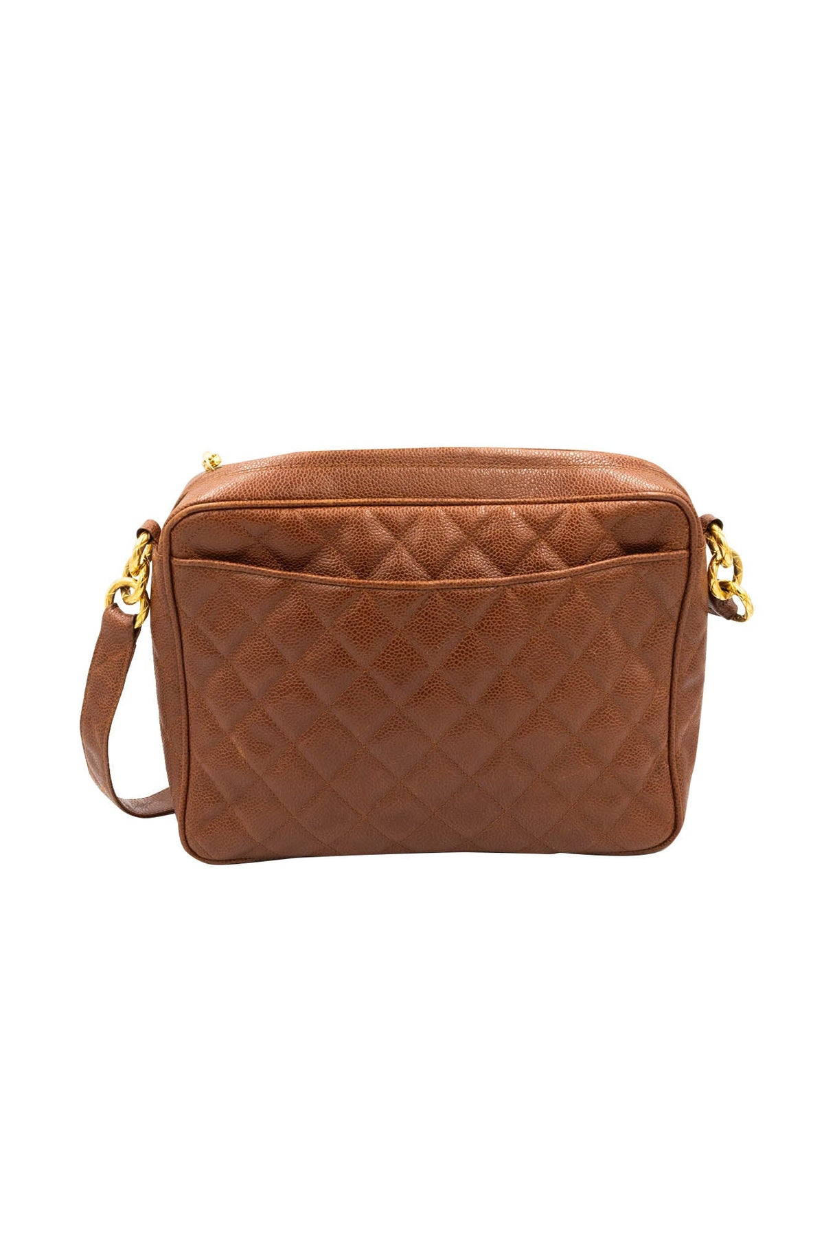 Chanel Caramel Caviar Leather Camera Bag Gold Plated Hardware 1991-4