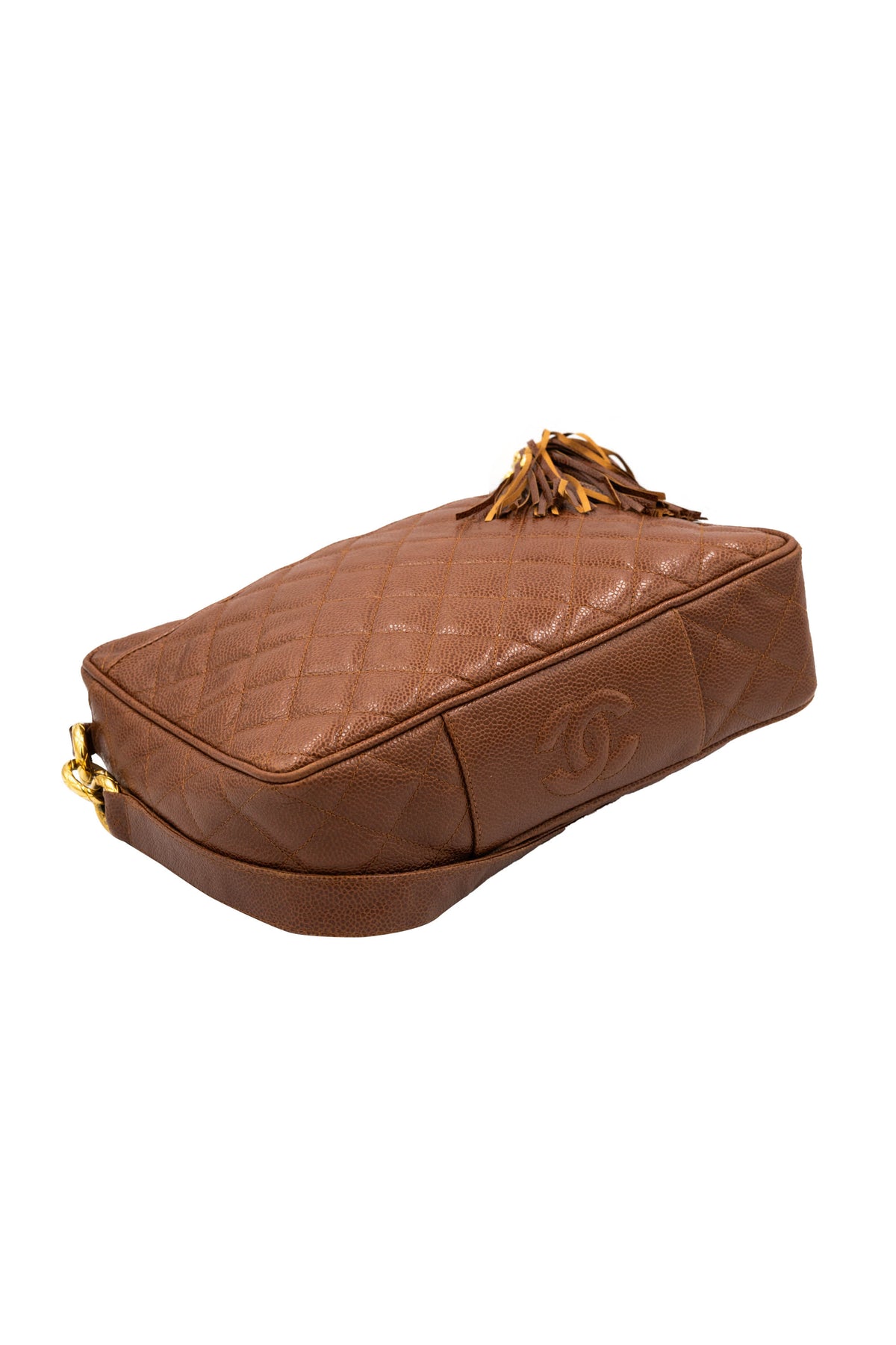 Chanel Caramel Caviar Leather Camera Bag Gold Plated Hardware 1991-4