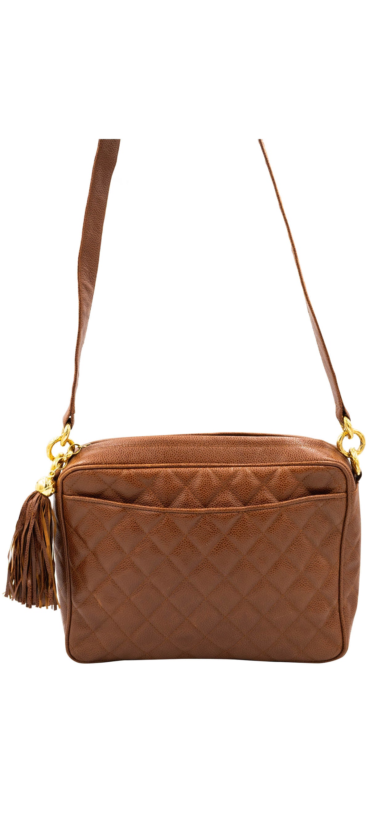 Chanel Caramel Caviar Leather Camera Bag Gold Plated Hardware 1991-4