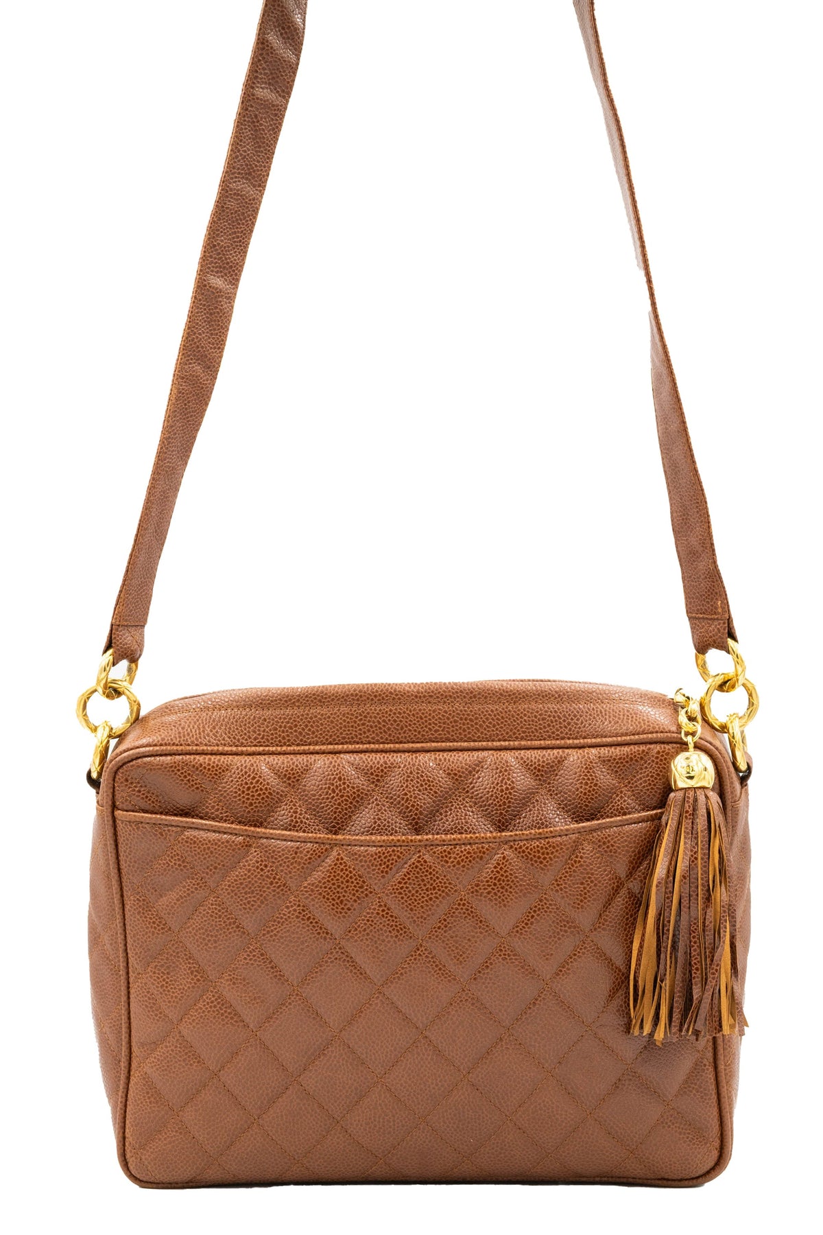 Chanel Caramel Caviar Leather Camera Bag Gold Plated Hardware 1991-4