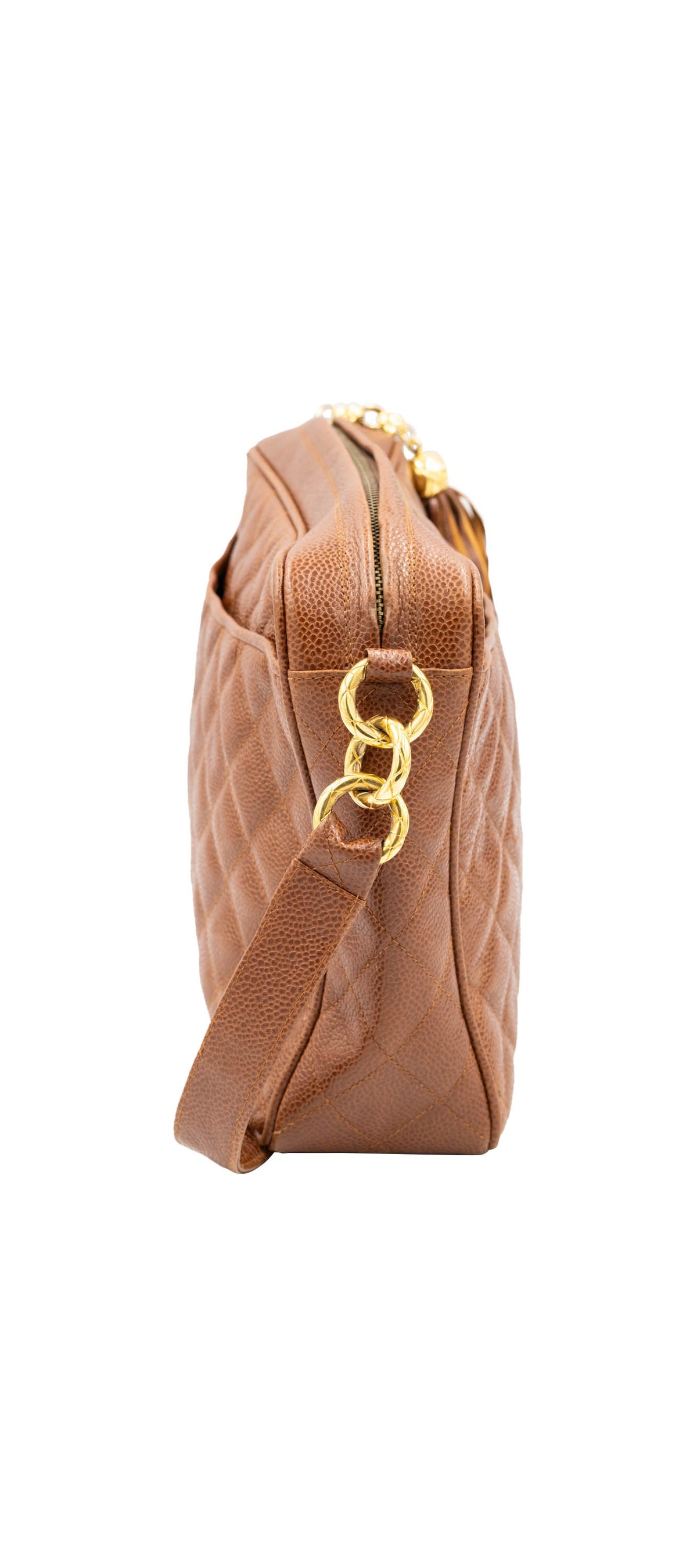 Chanel Caramel Caviar Leather Camera Bag Gold Plated Hardware 1991-4