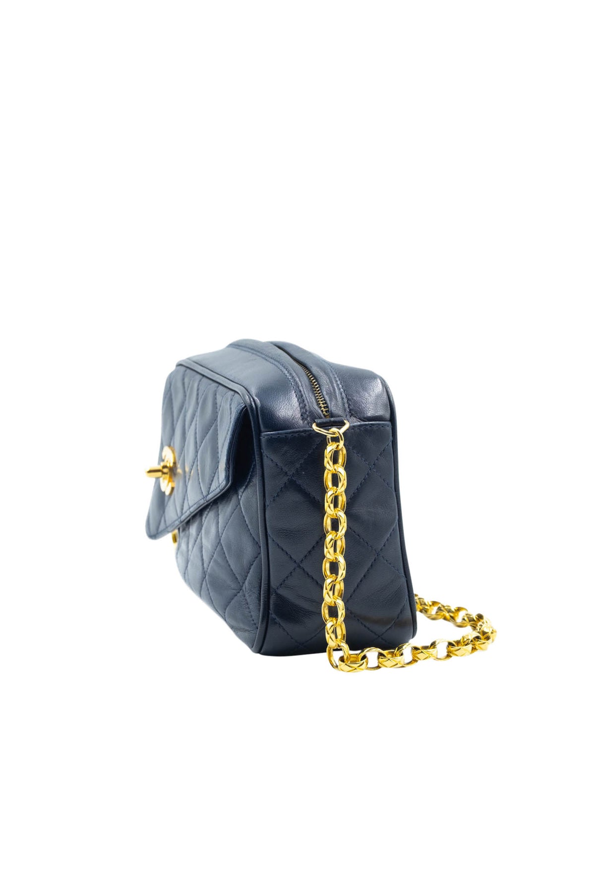 Chanel Vintage Navy Camera Bag w/Tassel Bijoux Chain and Turn-lock 24k GPHW