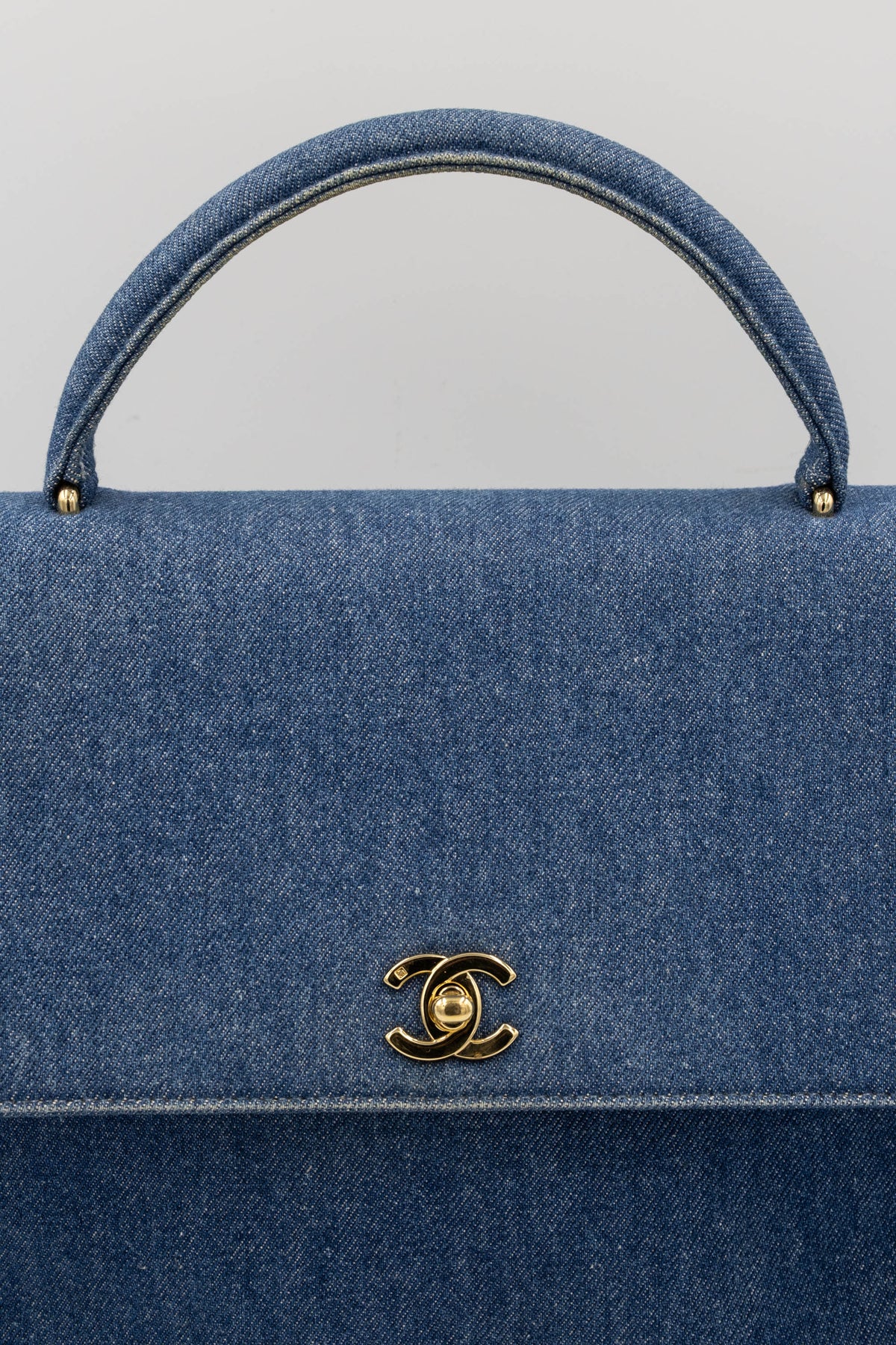 Chanel Blue Denim Kelly Bag CC Purse 1997-99