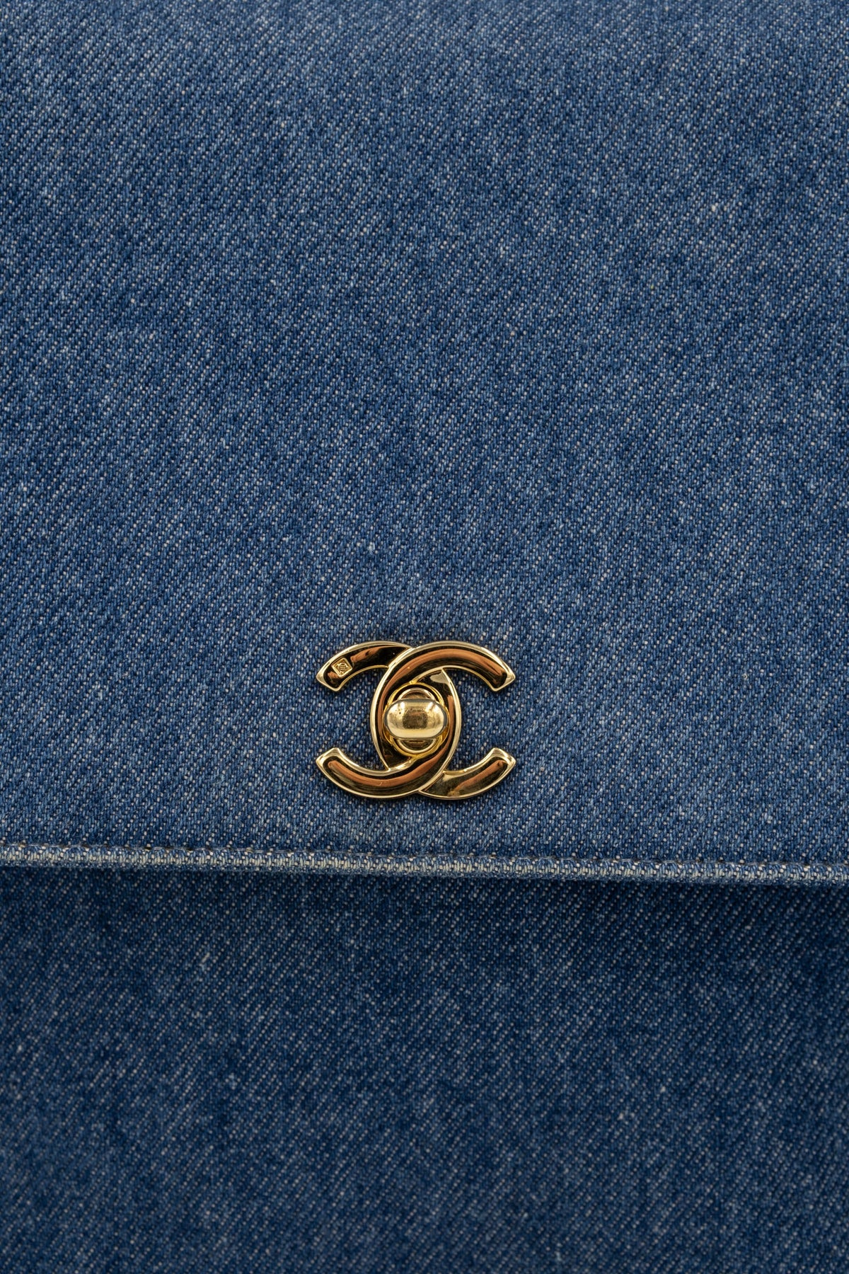 Chanel Blue Denim Kelly Bag CC Purse 1997-99