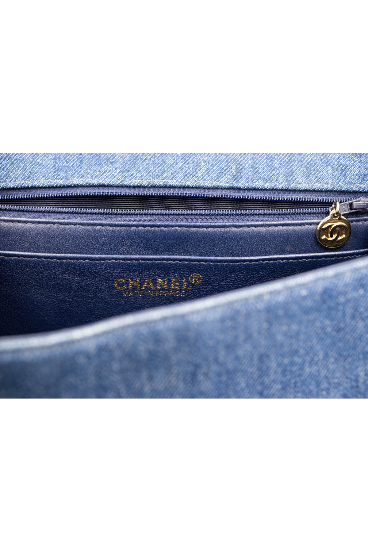 Chanel Blue Denim Kelly Bag CC Purse 1997-99