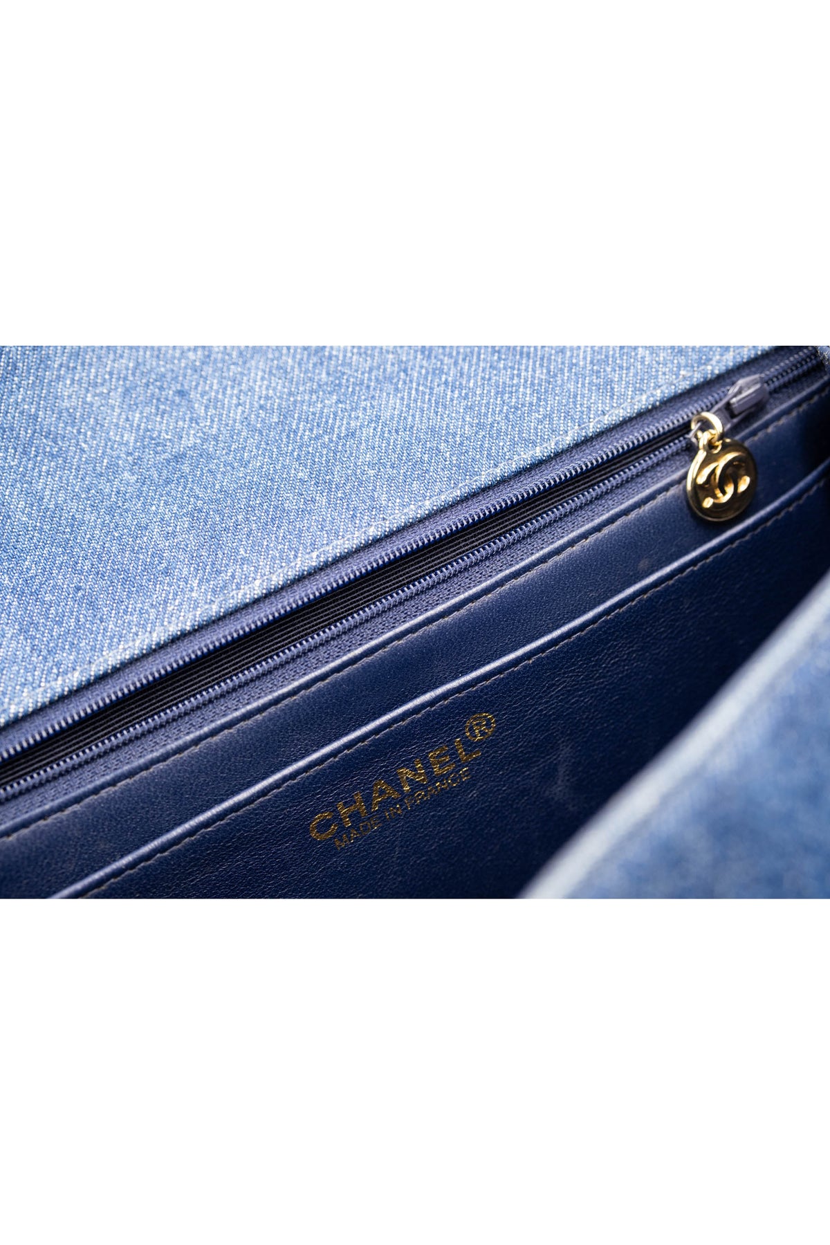 Chanel Blue Denim Kelly Bag CC Purse 1997-99