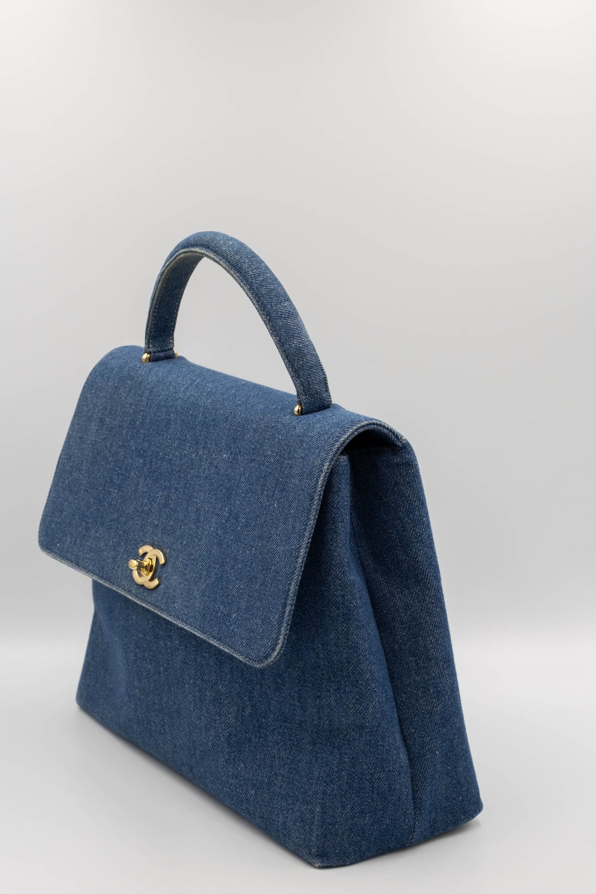 Chanel Blue Denim Kelly Bag CC Purse 1997-99