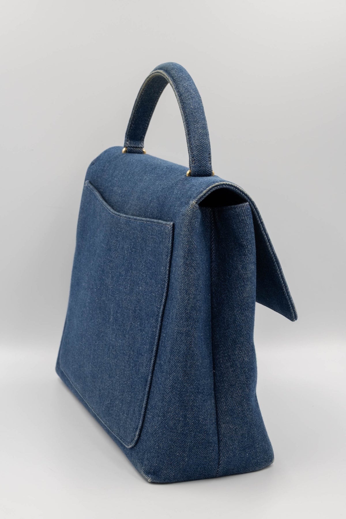 Chanel Blue Denim Kelly Bag CC Purse 1997-99