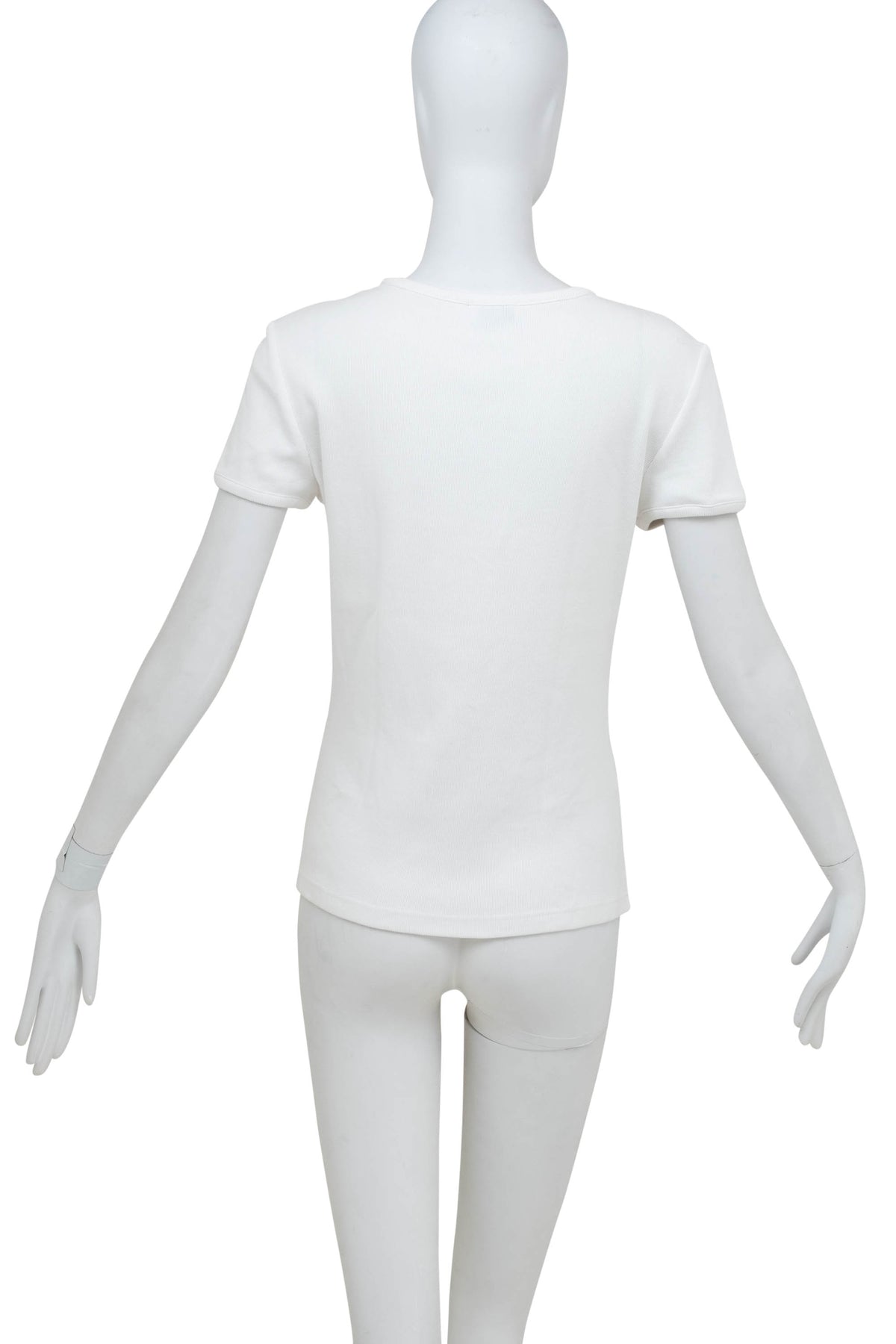 Chanel White Formula 1 Embellished Blue Car Ribbed Tee Shirt