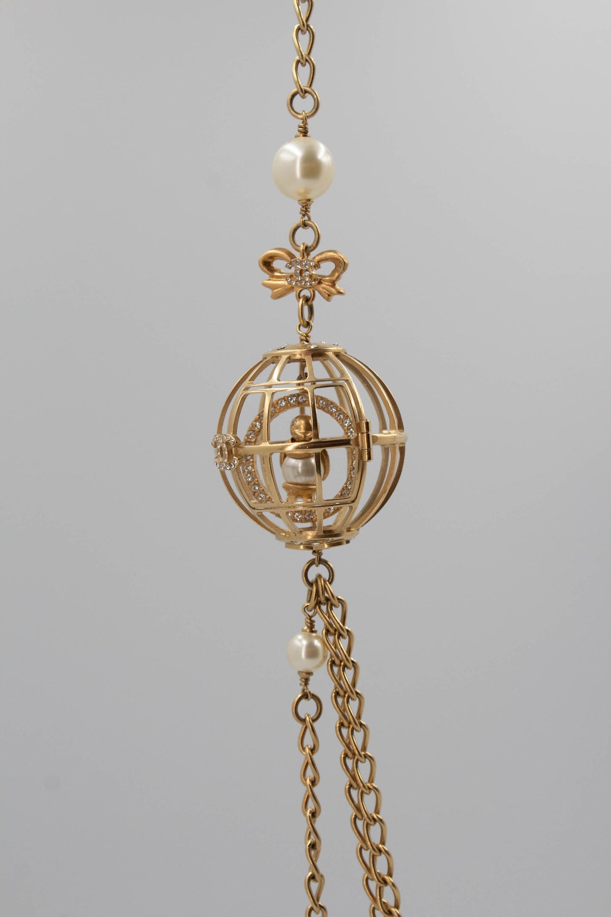 Chanel Rare Birdcage and Pearl Gold Tone Sautoir Necklace 2006