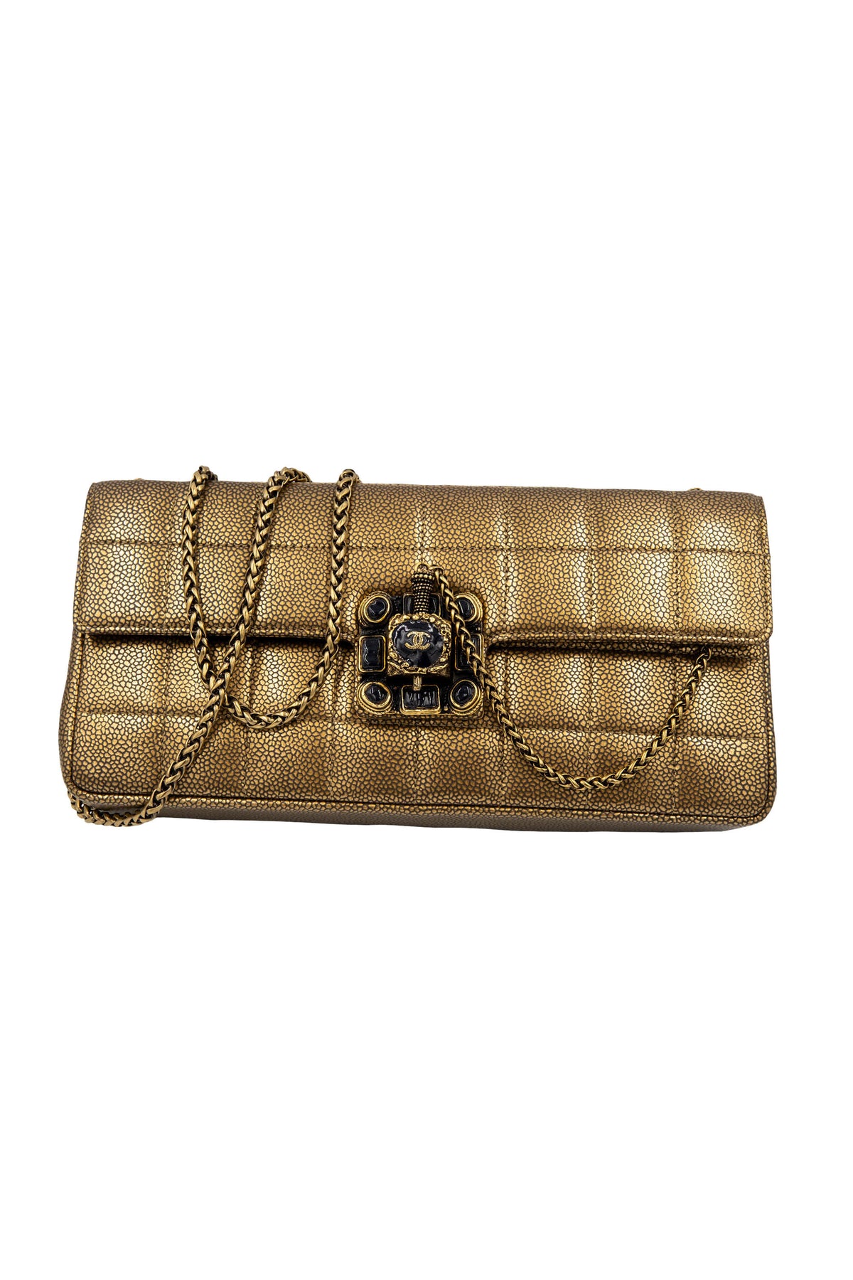 Chanel Paris Byzance East West Flap  Bronze Choco Bar Gripoix Clasp Purse 2011
