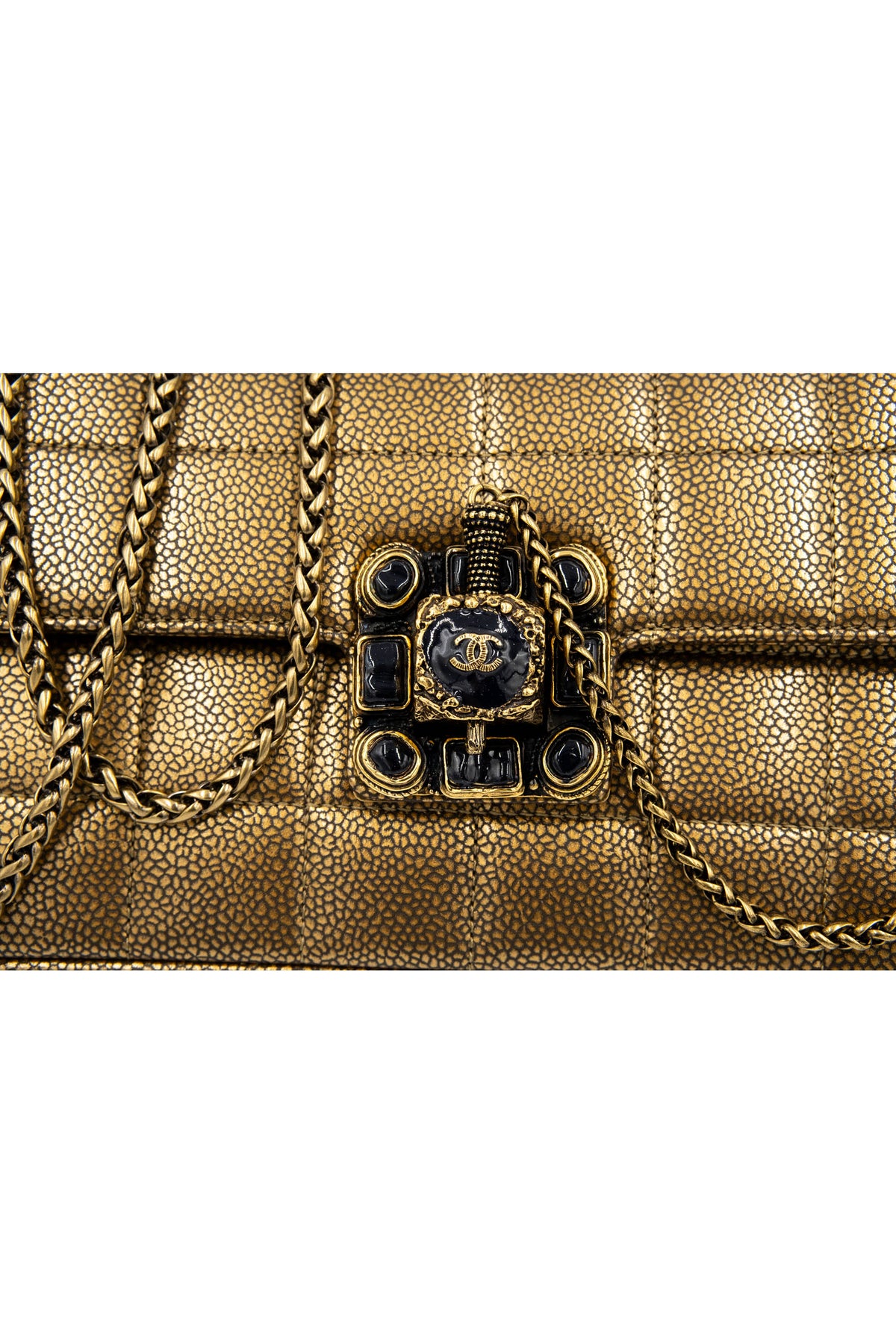 Chanel Paris Byzance East West Flap  Bronze Choco Bar Gripoix Clasp Purse 2011