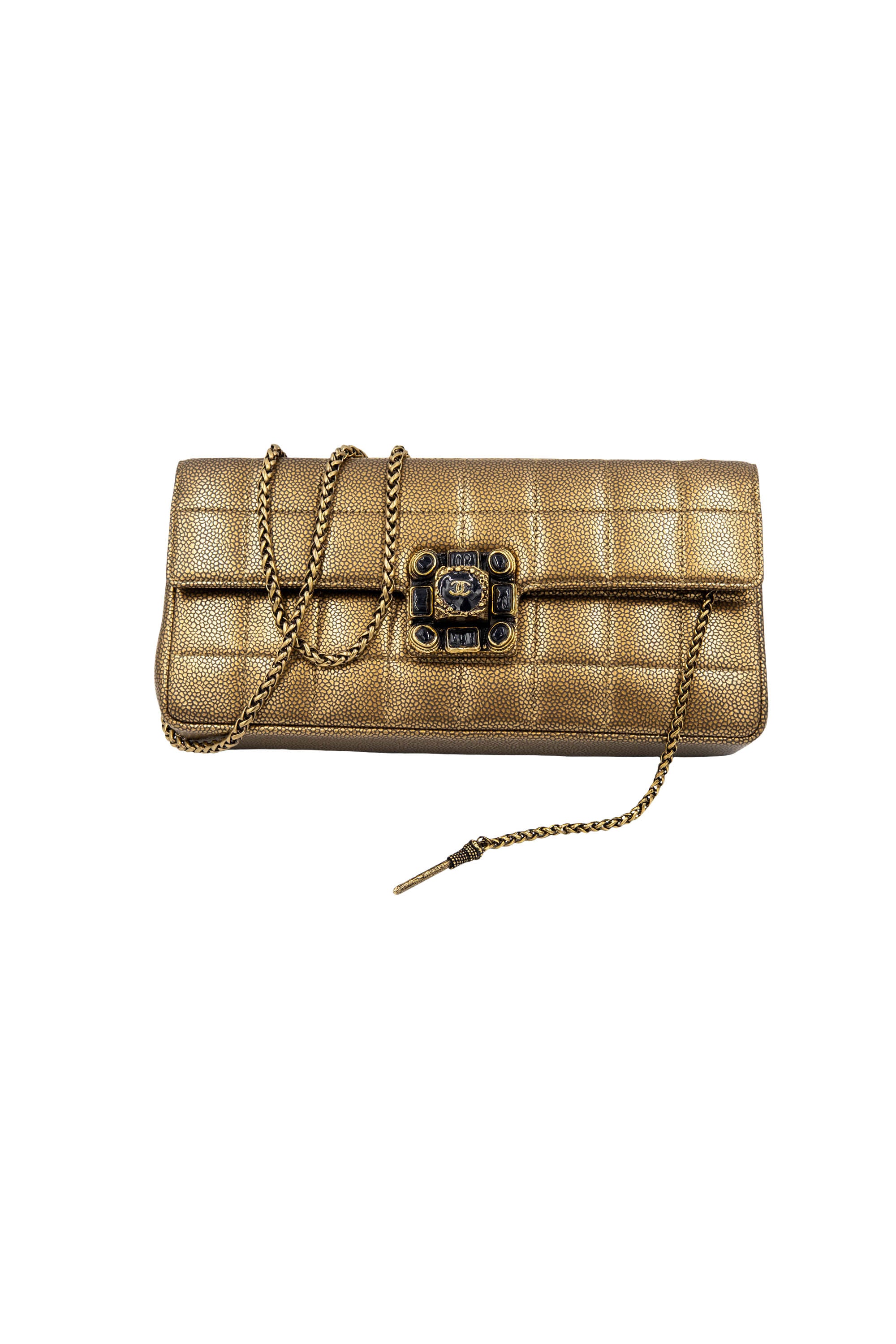 Chanel Paris Byzance East West Flap Bronze Choco Bar Gripoix Clasp
