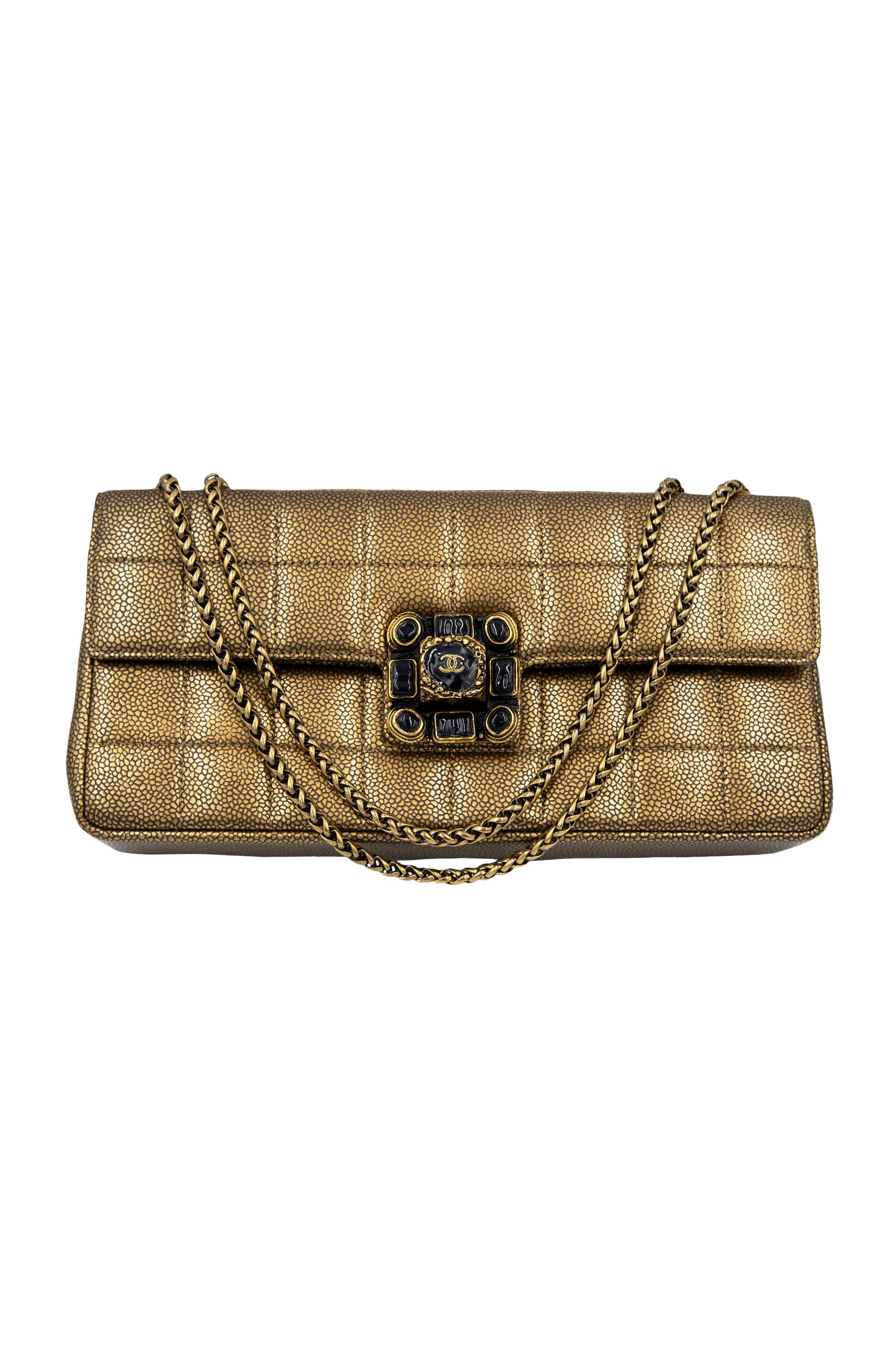 Chanel Paris Byzance East West Flap Bronze Choco Bar Gripoix Clasp