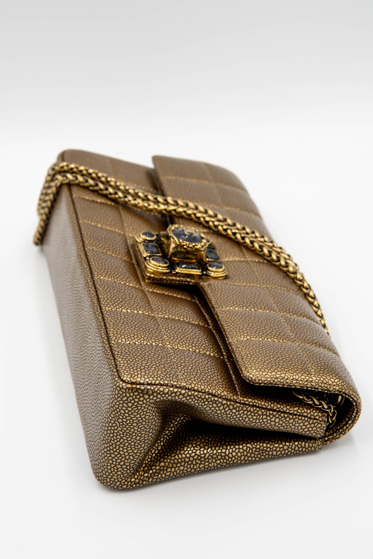 Chanel Paris Byzance East West Flap  Bronze Choco Bar Gripoix Clasp Purse 2011
