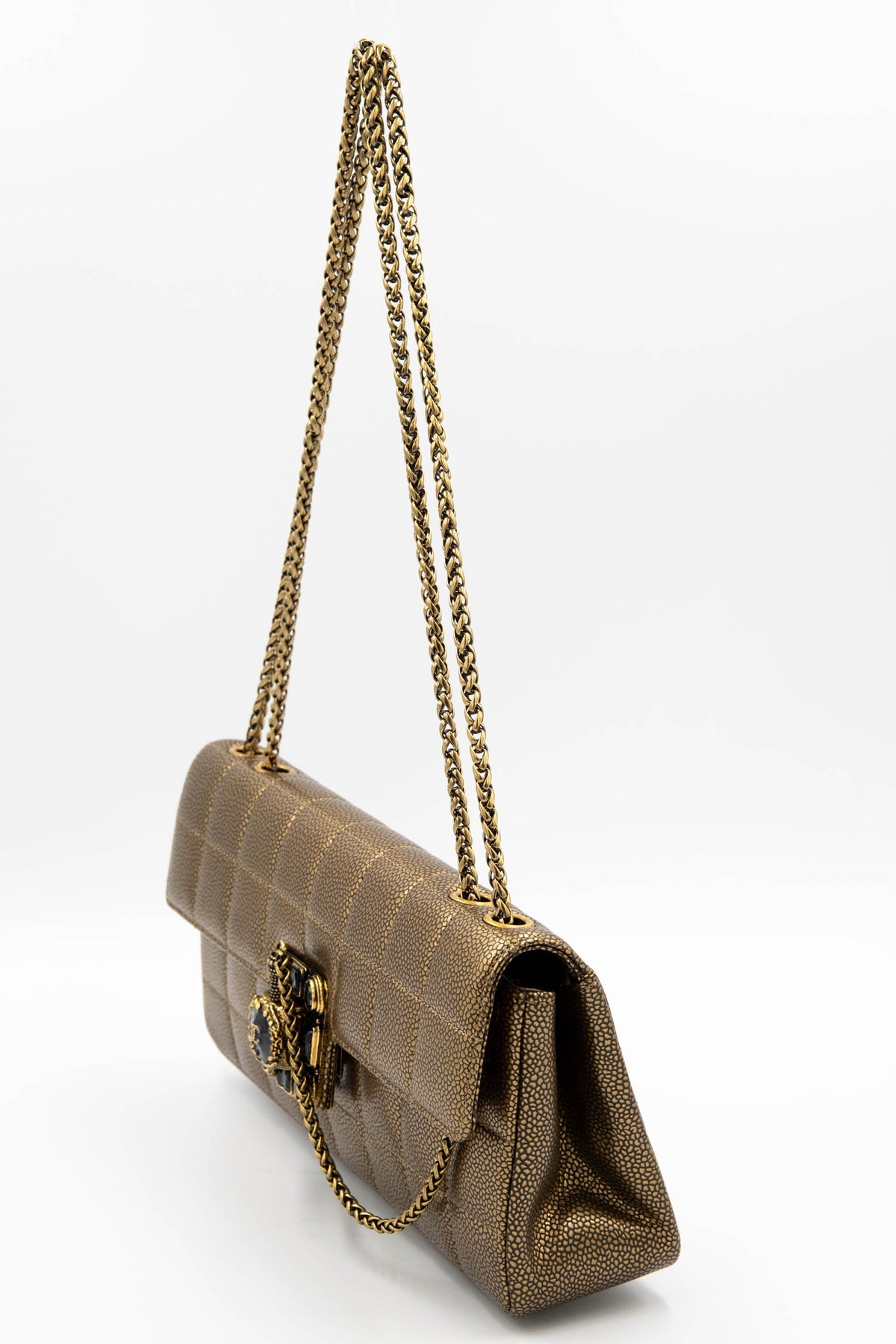 Chanel Paris Byzance East West Flap  Bronze Choco Bar Gripoix Clasp Purse 2011