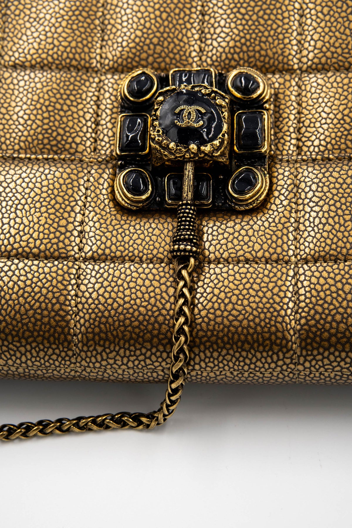 Chanel Paris Byzance East West Flap  Bronze Choco Bar Gripoix Clasp Purse 2011