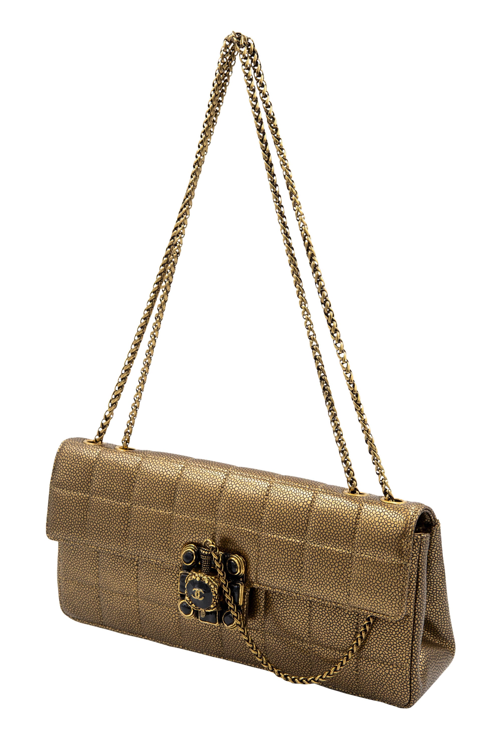 Chanel Paris Byzance East West Flap Bronze Choco Bar Gripoix Clasp