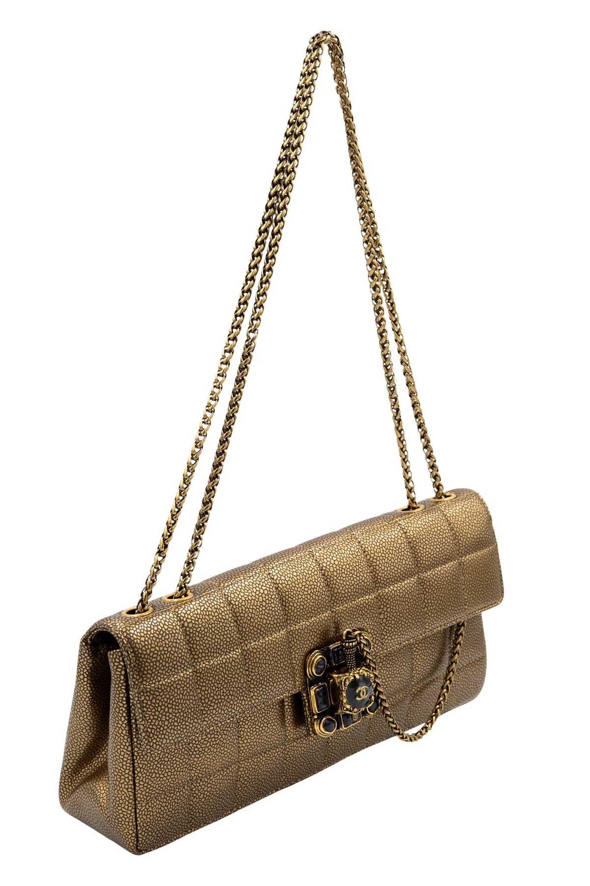Chanel Paris Byzance East West Flap  Bronze Choco Bar Gripoix Clasp Purse 2011