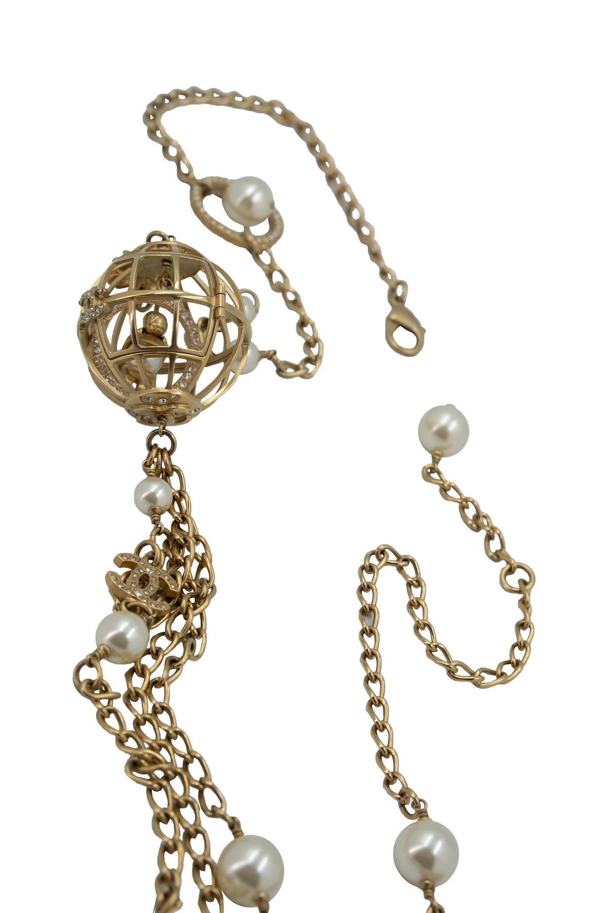 Chanel Rare Birdcage and Pearl Gold Tone Sautoir Necklace 2006