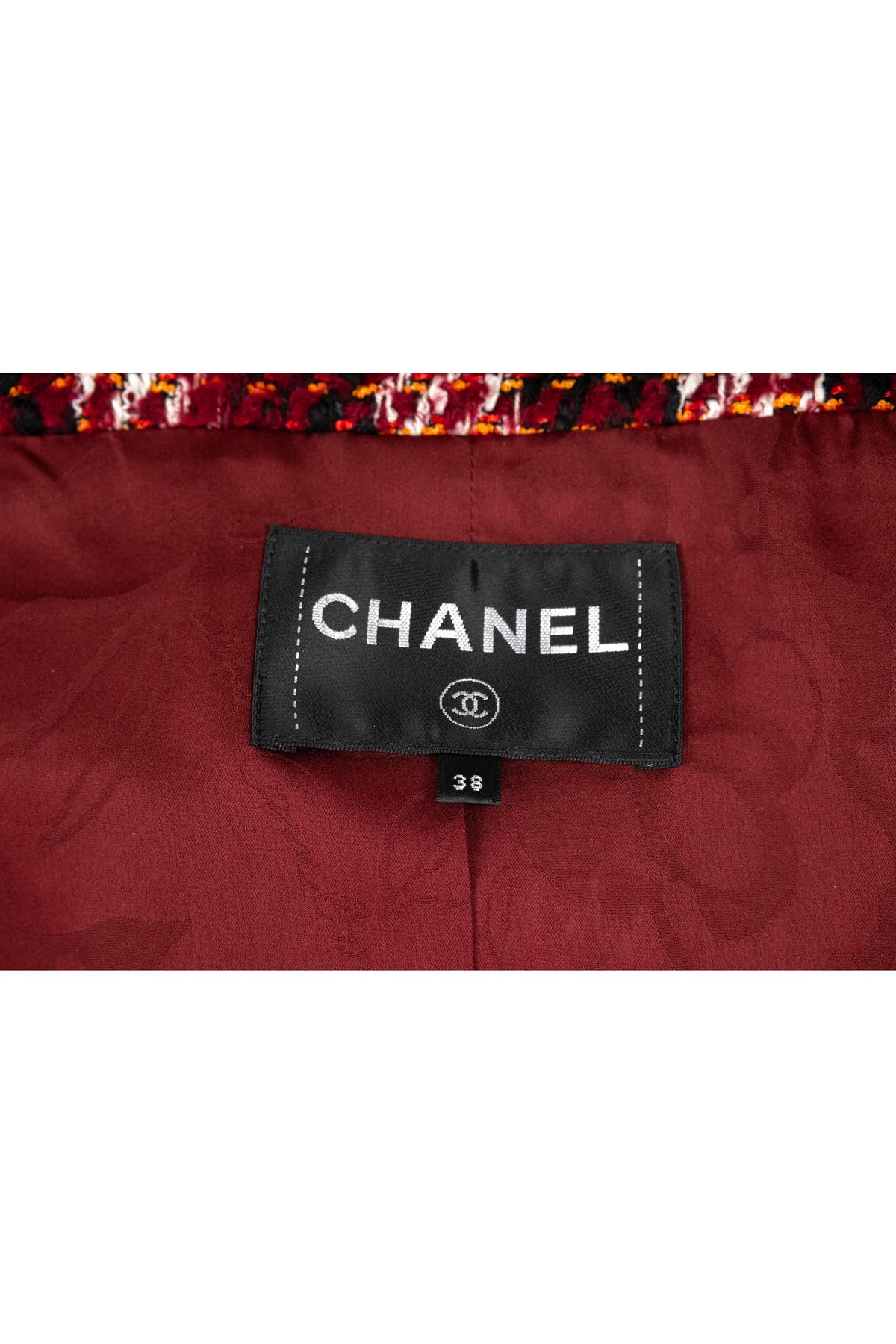 Chanel Maroon Plaid Cropped Jacket Size 38 2016