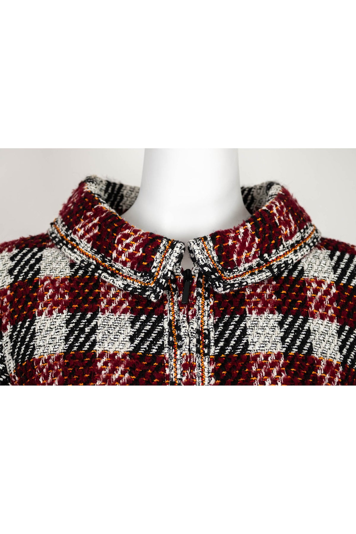 Chanel Maroon Plaid Cropped Jacket Size 38 2016