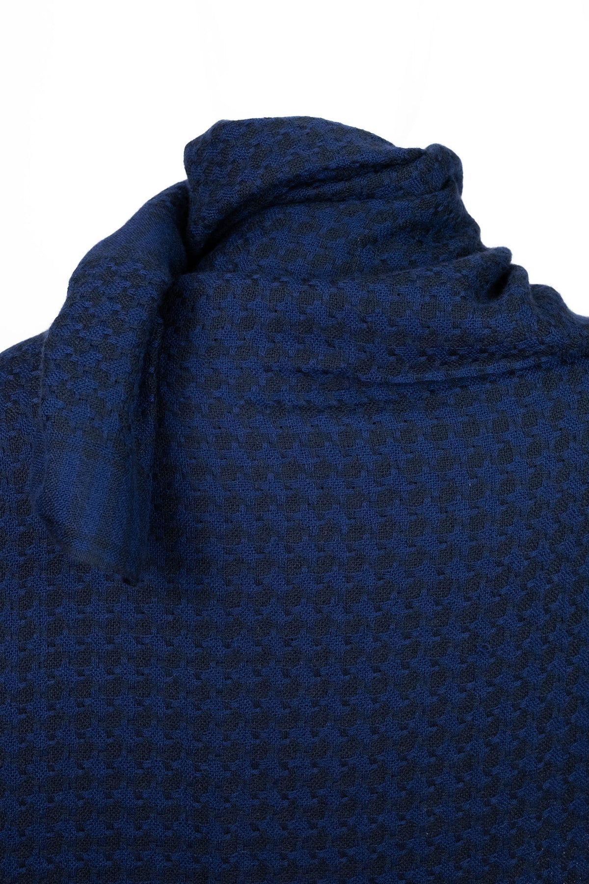 Chanel Navy Blue Cashmere Fringed Oblong Scarf