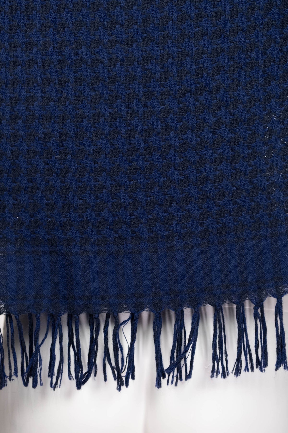 Chanel Navy Blue Cashmere Fringed Oblong Scarf