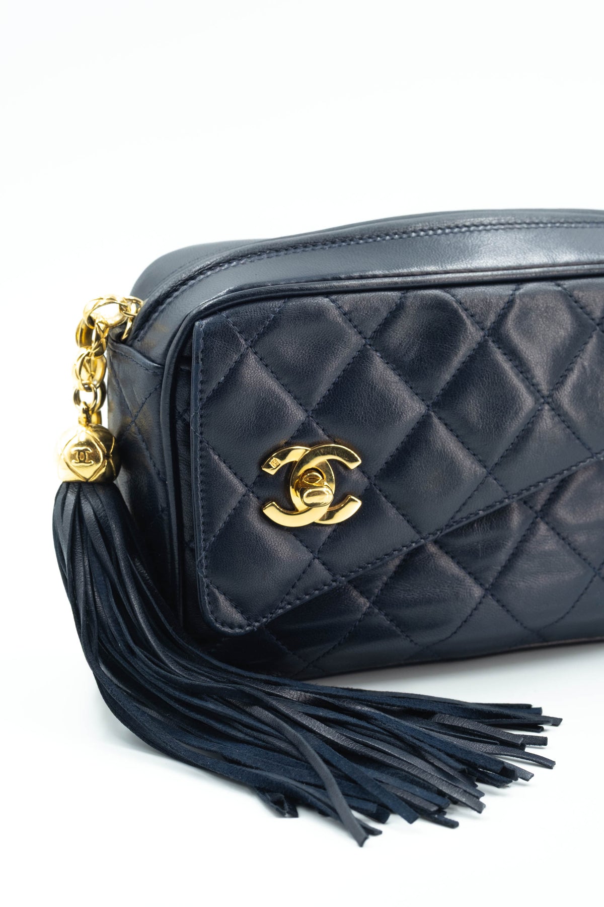 Chanel Vintage Navy Camera Bag w/Tassel Bijoux Chain and Turn-lock 24k GPHW