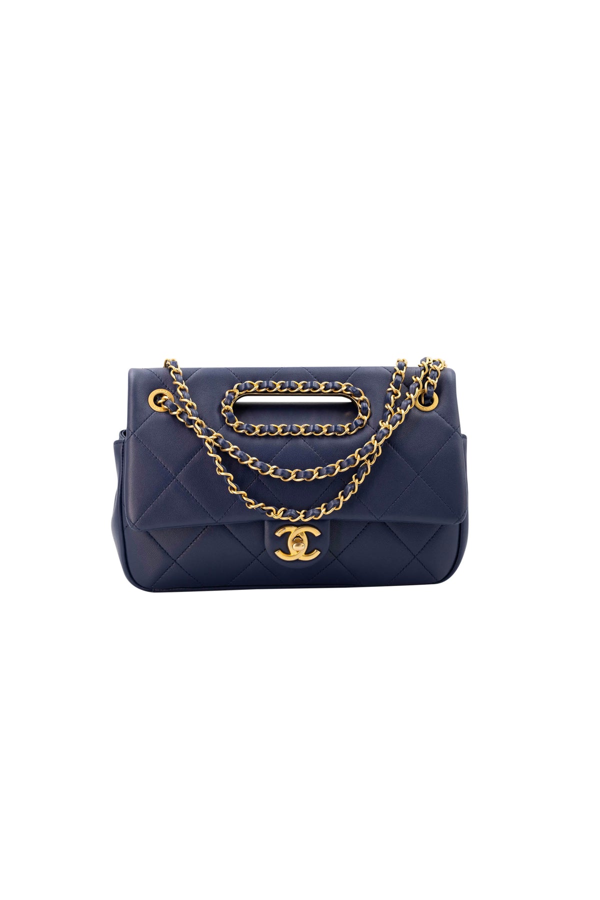 Chanel &quot;A Real Catch&quot; Navy Purse with Gold Hardware 2019