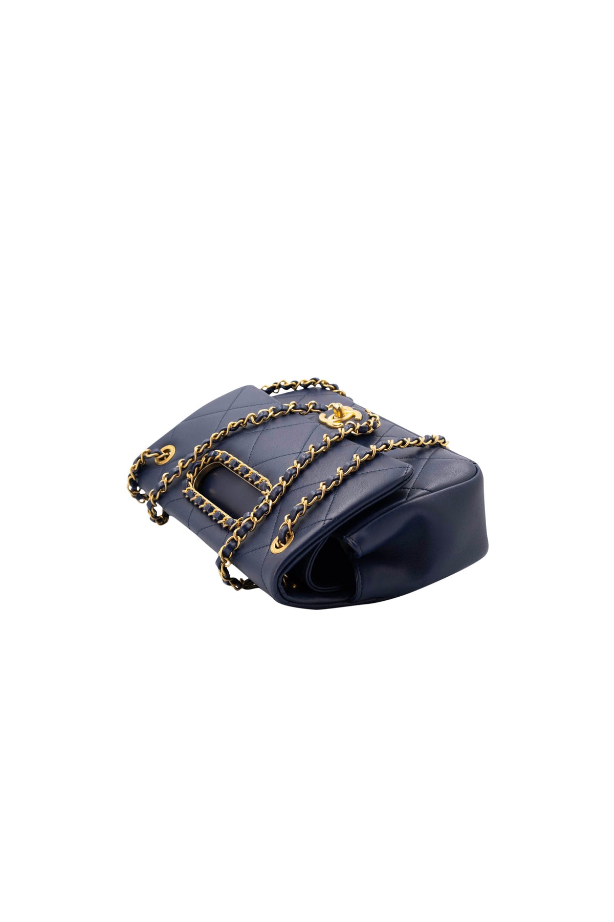 Chanel &quot;A Real Catch&quot; Navy Purse with Gold Hardware 2019