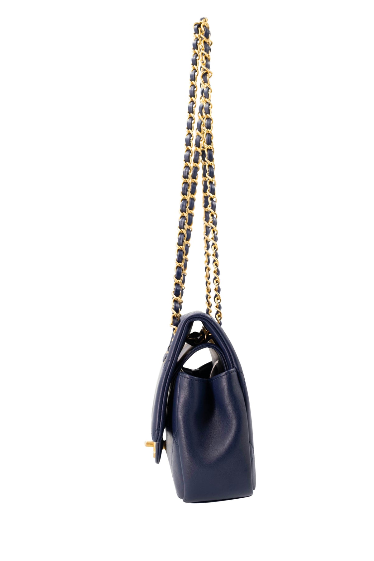Chanel &quot;A Real Catch&quot; Navy Purse with Gold Hardware 2019