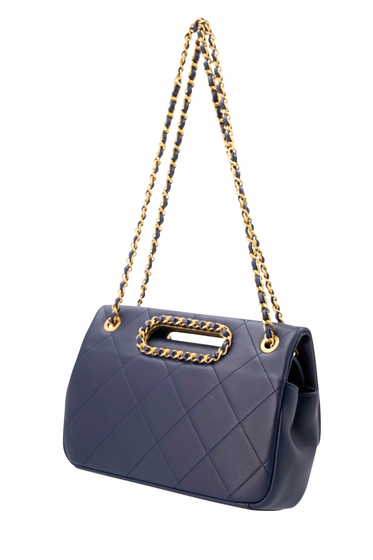 Chanel &quot;A Real Catch&quot; Navy Purse with Gold Hardware 2019