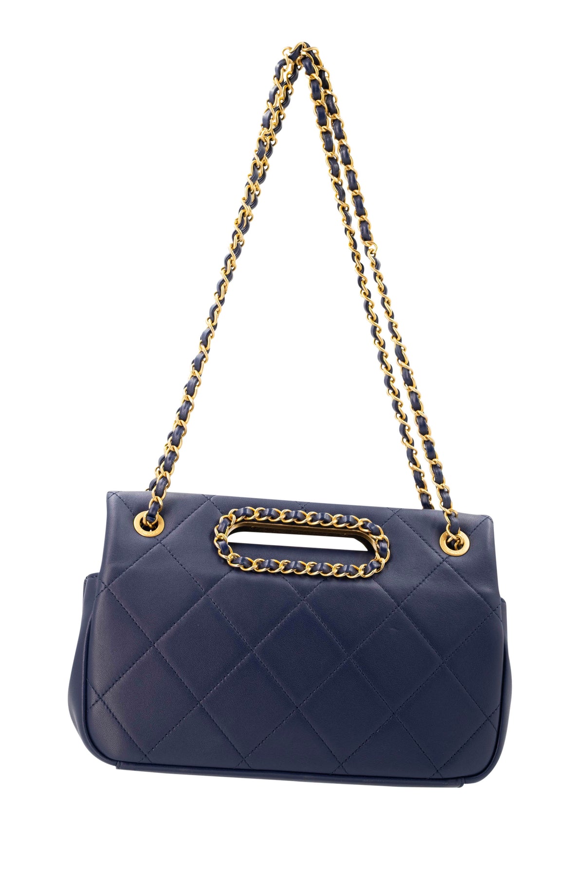 Chanel &quot;A Real Catch&quot; Navy Purse with Gold Hardware 2019