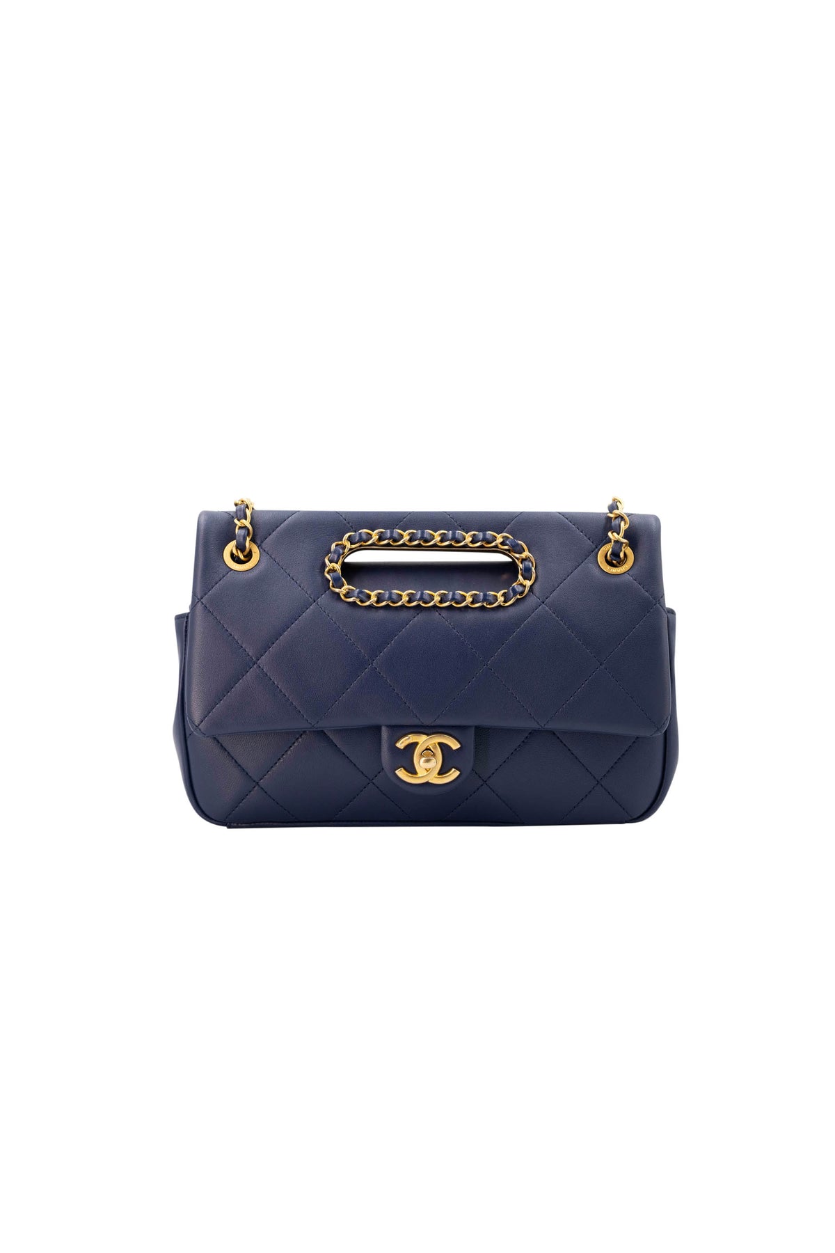 Chanel &quot;A Real Catch&quot; Navy Purse with Gold Hardware 2019