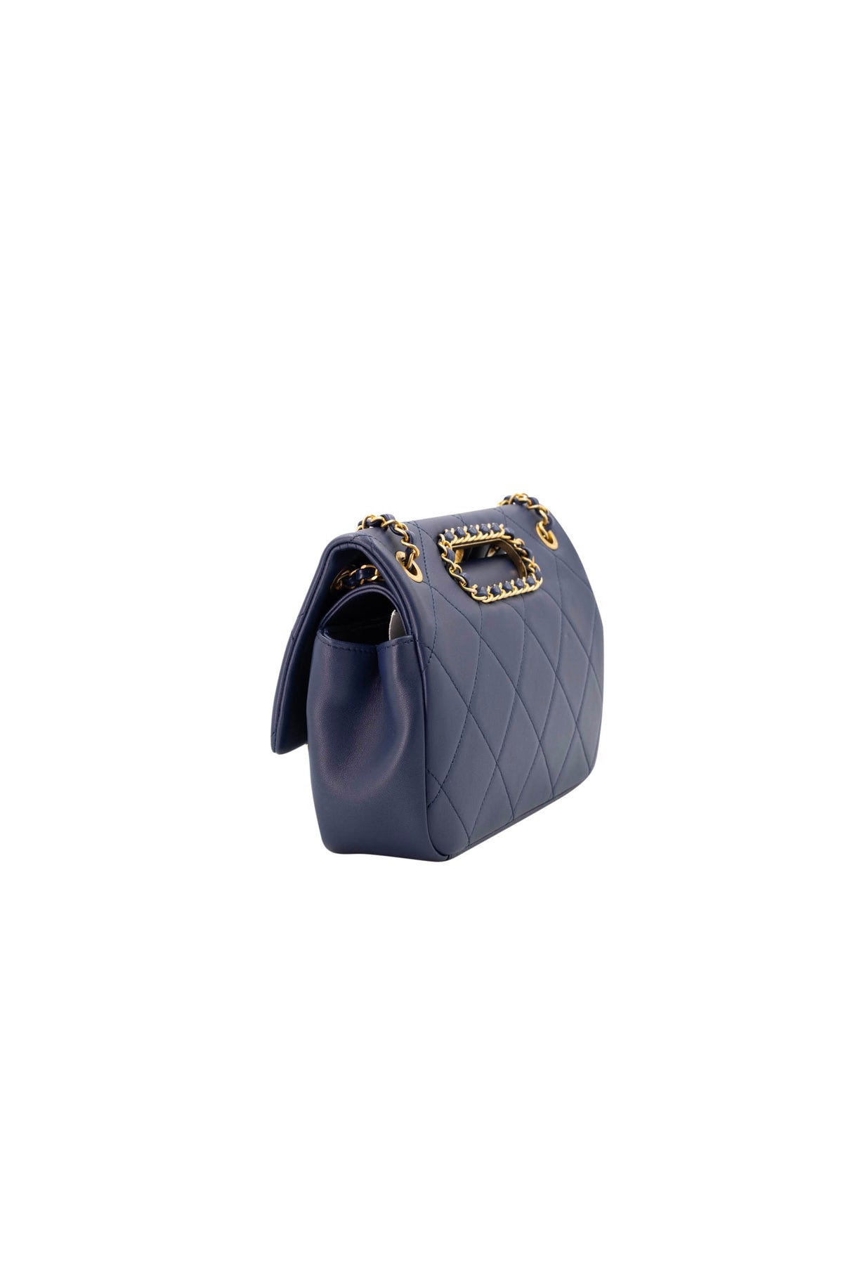 Chanel &quot;A Real Catch&quot; Navy Purse with Gold Hardware 2019