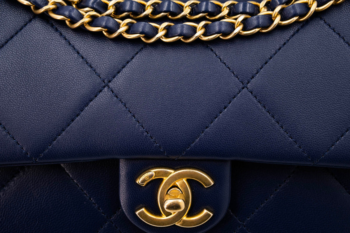 Chanel &quot;A Real Catch&quot; Navy Purse with Gold Hardware 2019