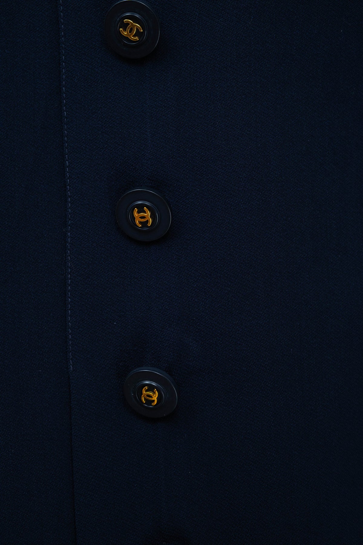 Chanel Navy Blue Pleated Double Button Front Size Small