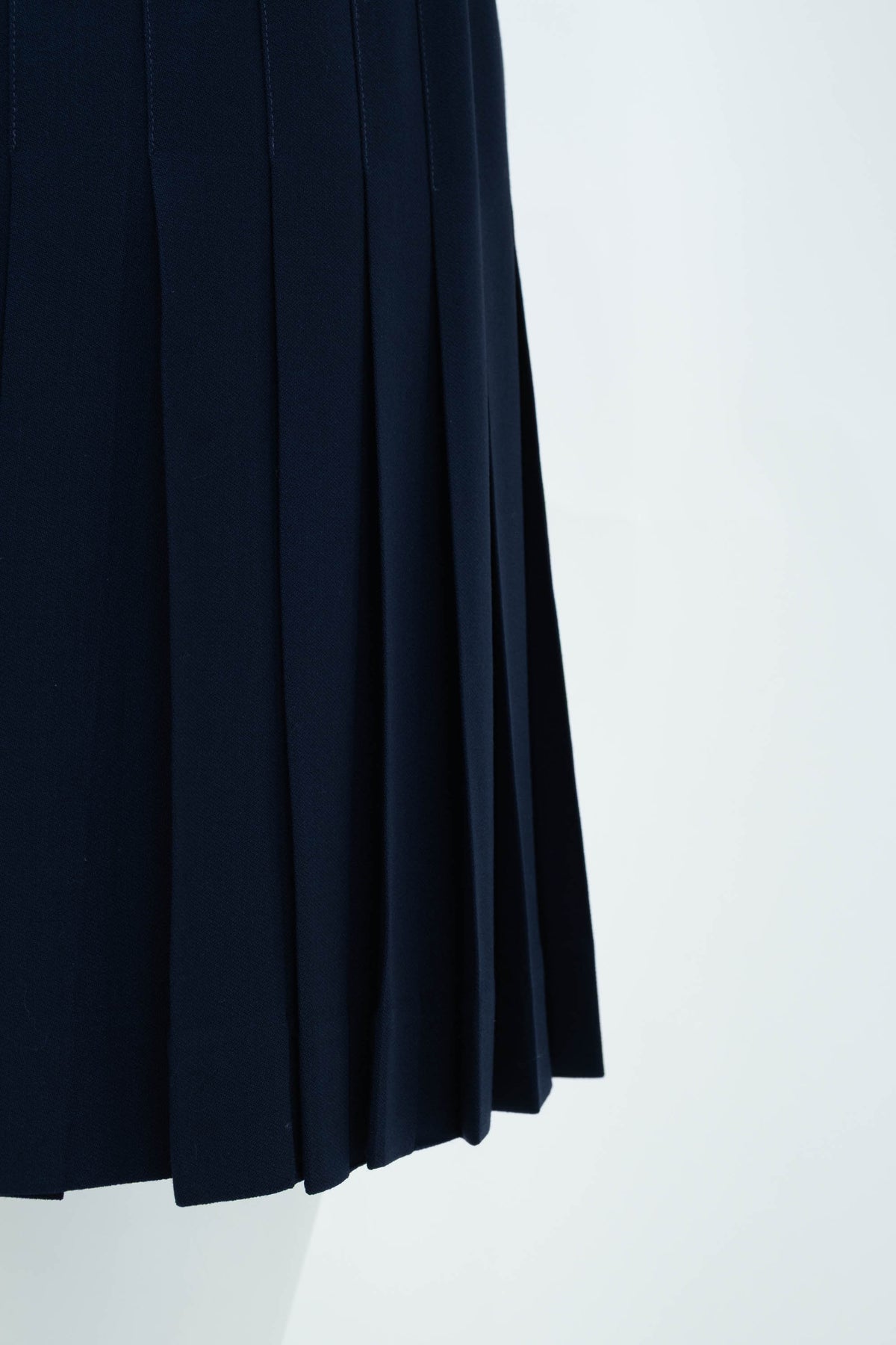 Chanel Navy Blue Pleated Double Button Front Size Small