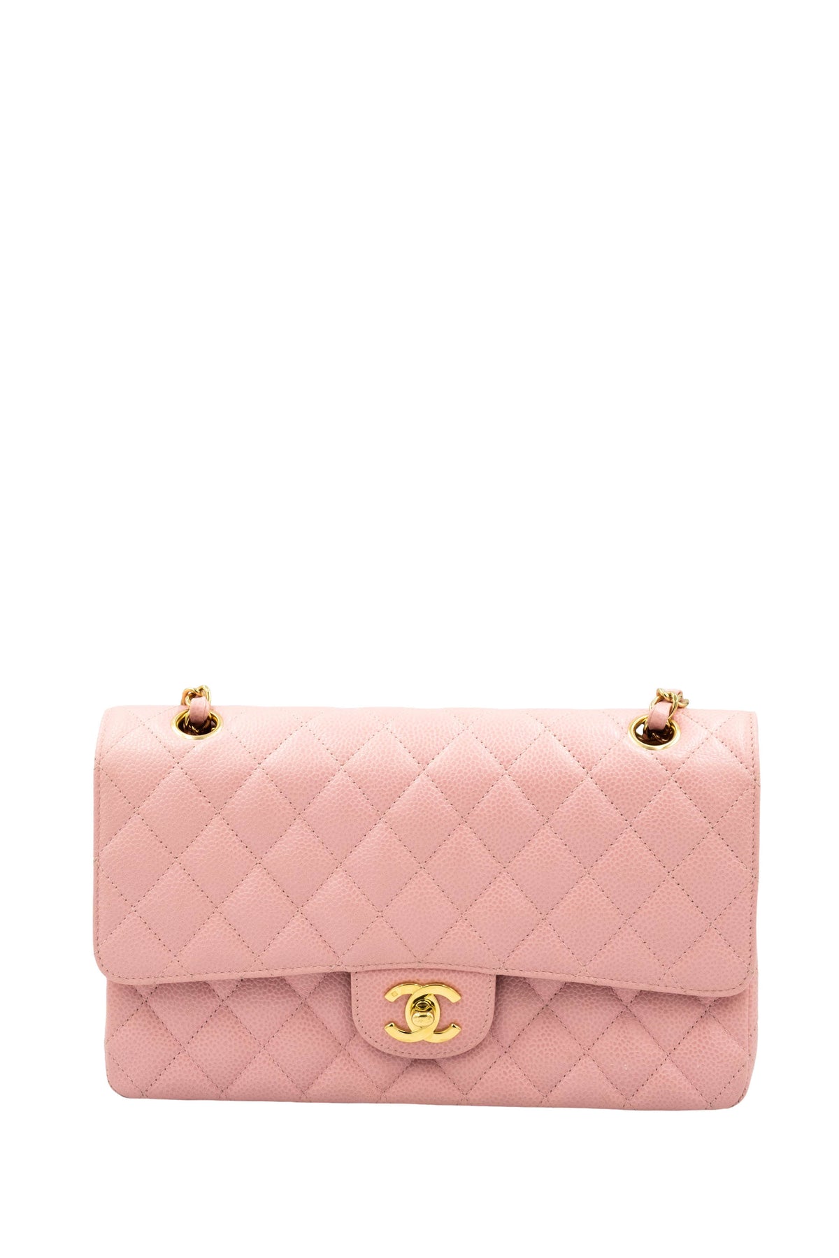 Chanel Pink Caviar Leather Double Flap Purse 2003-4