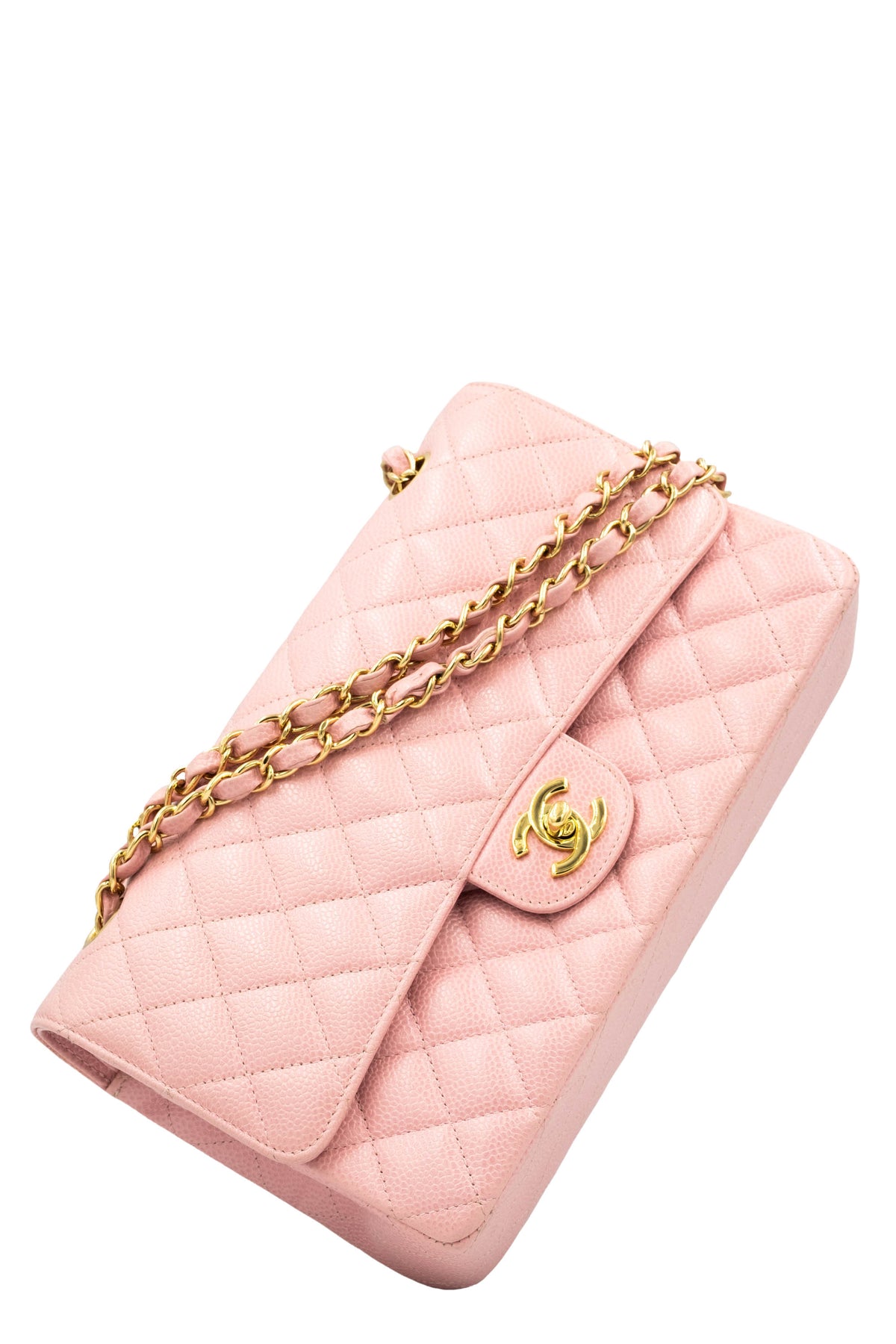 Chanel Pink Caviar Leather Double Flap Purse 2003-4