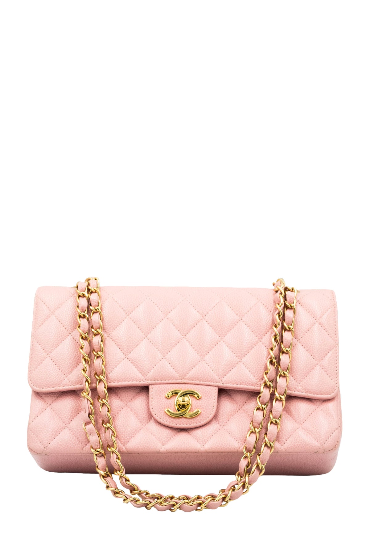 Chanel Pink Caviar Leather Double Flap Purse 2003-4
