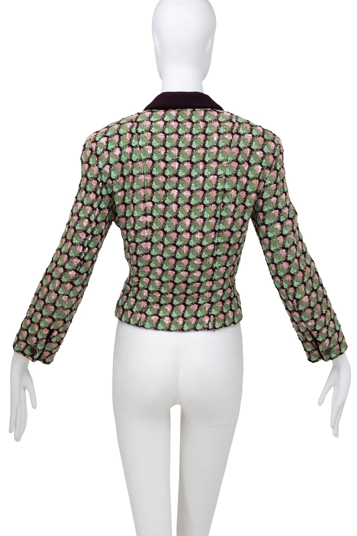 Chanel Green Brown and Pink Tweed Jacket Size 44