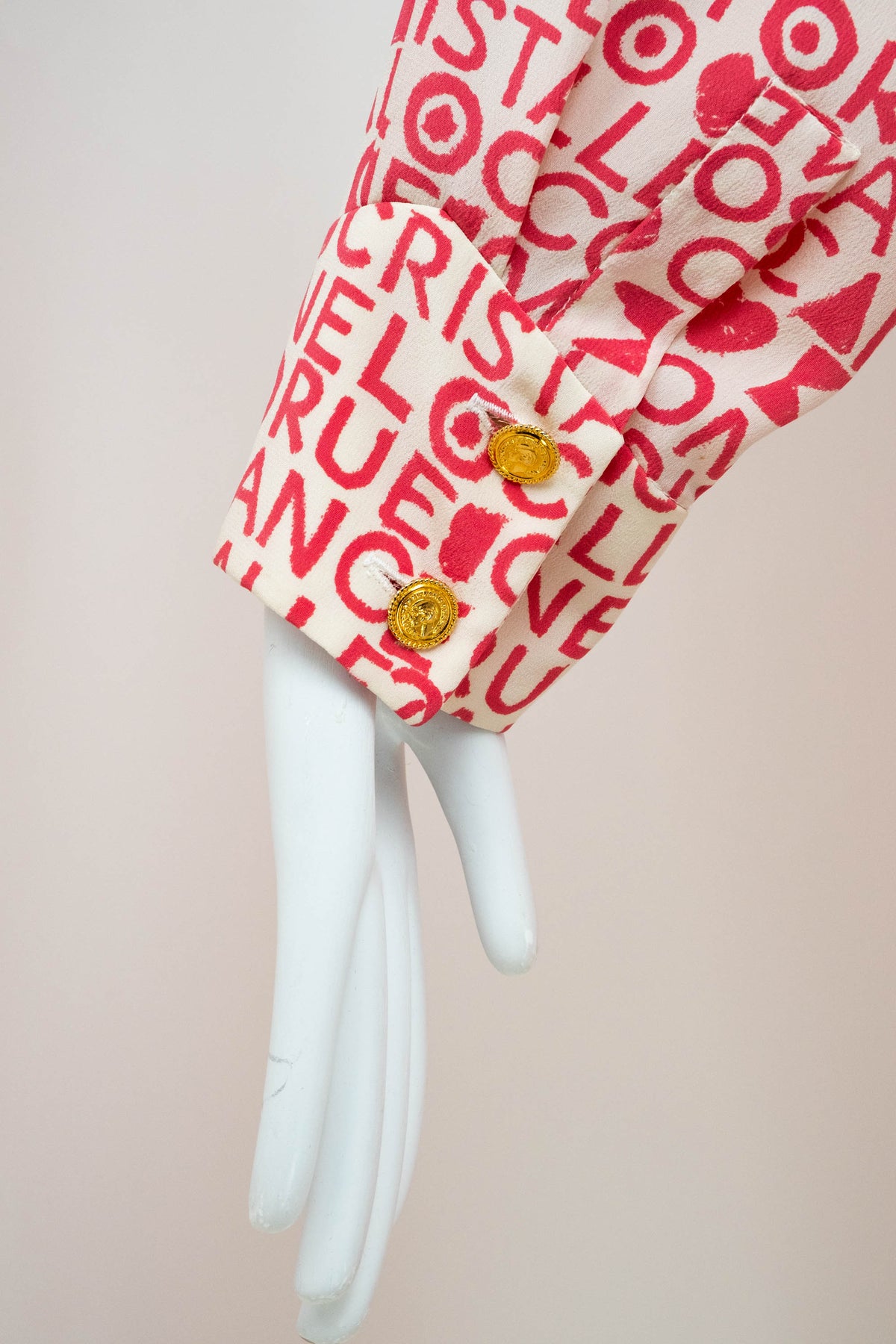 Chanel Pink and White Coco Print Dress 1980's Size M/L